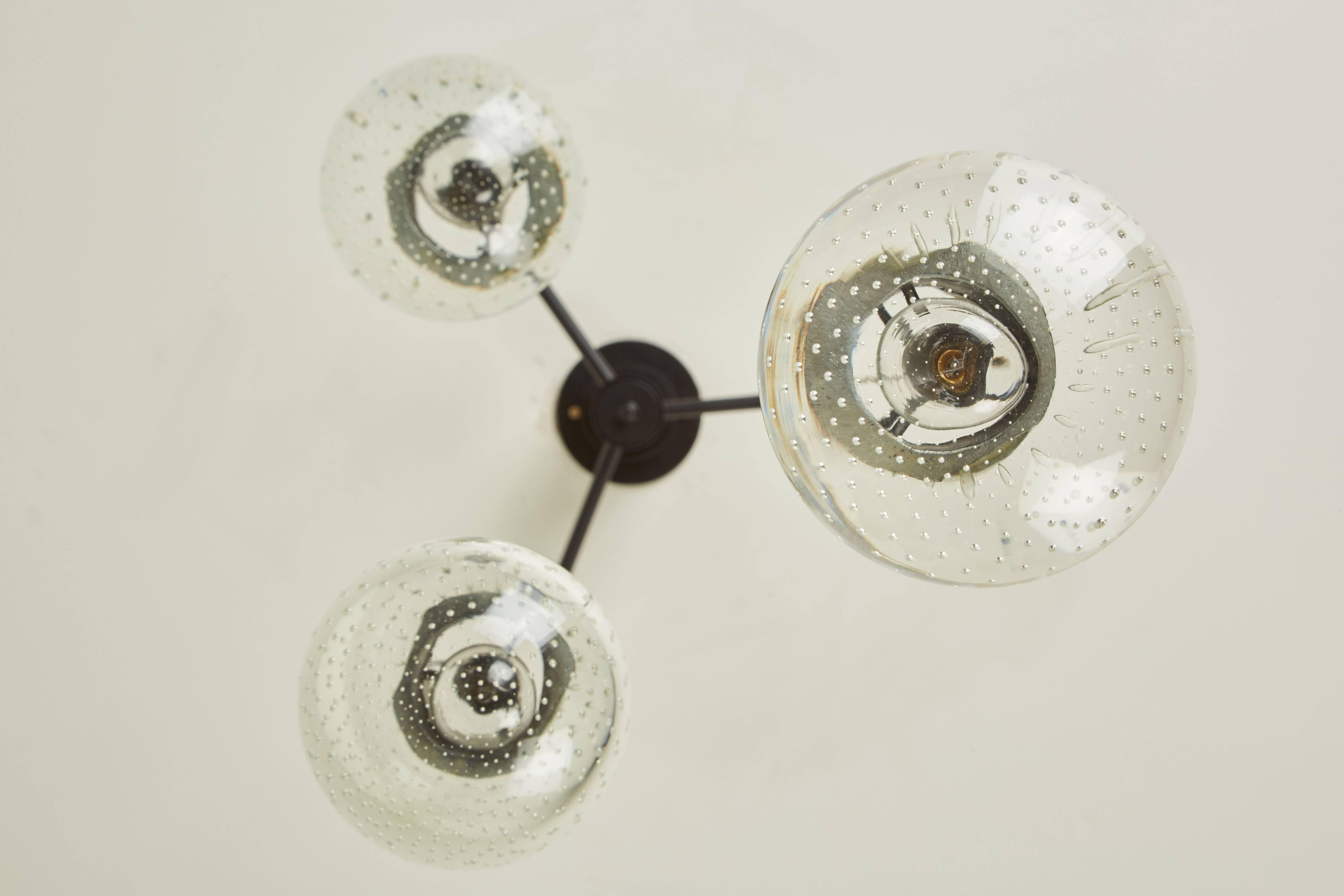 Italian Three Globe Chandelier by Gino Sarfatti for Arteluce