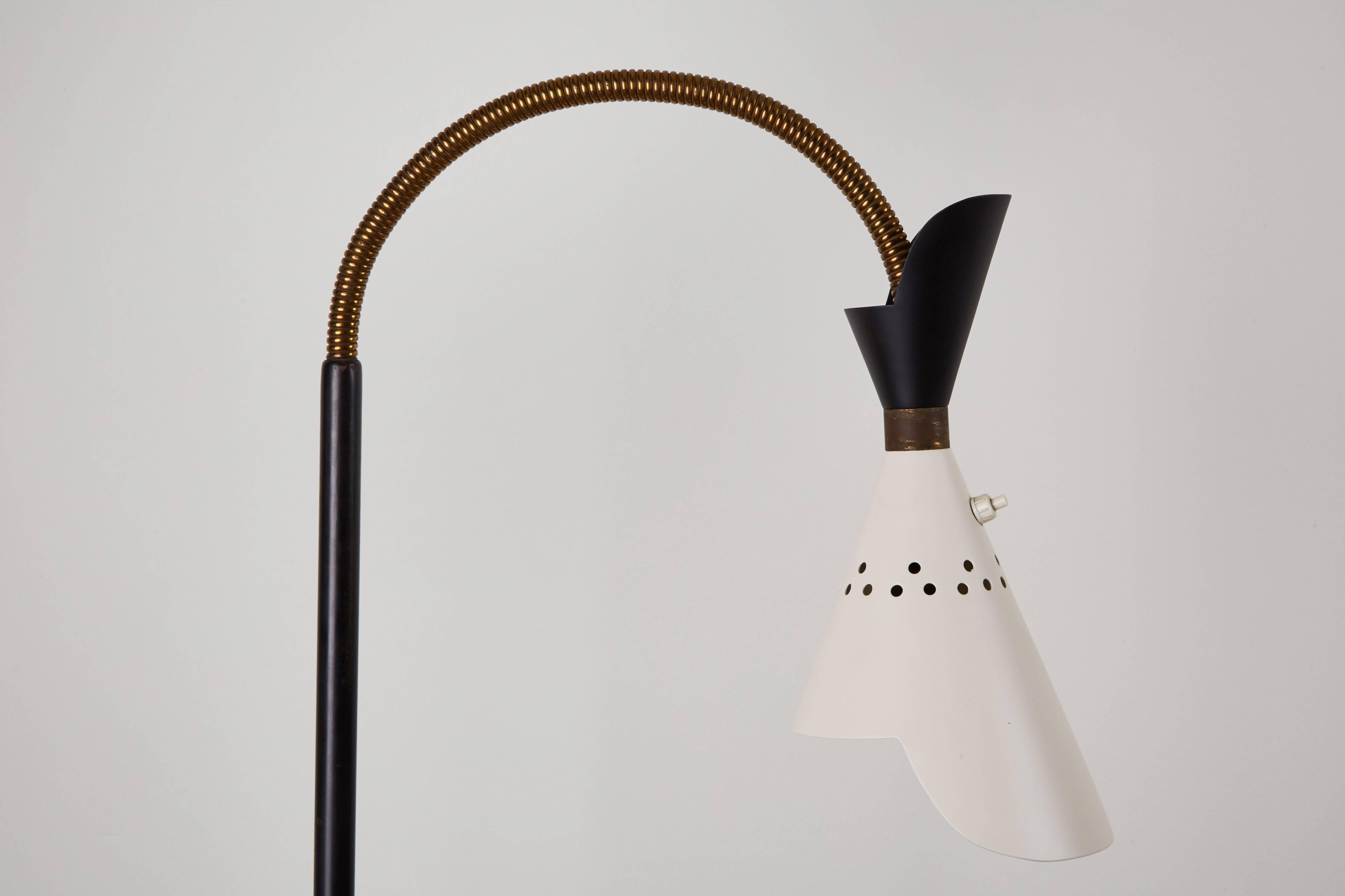 Brass Italian Floor Lamp with Articulating Shade