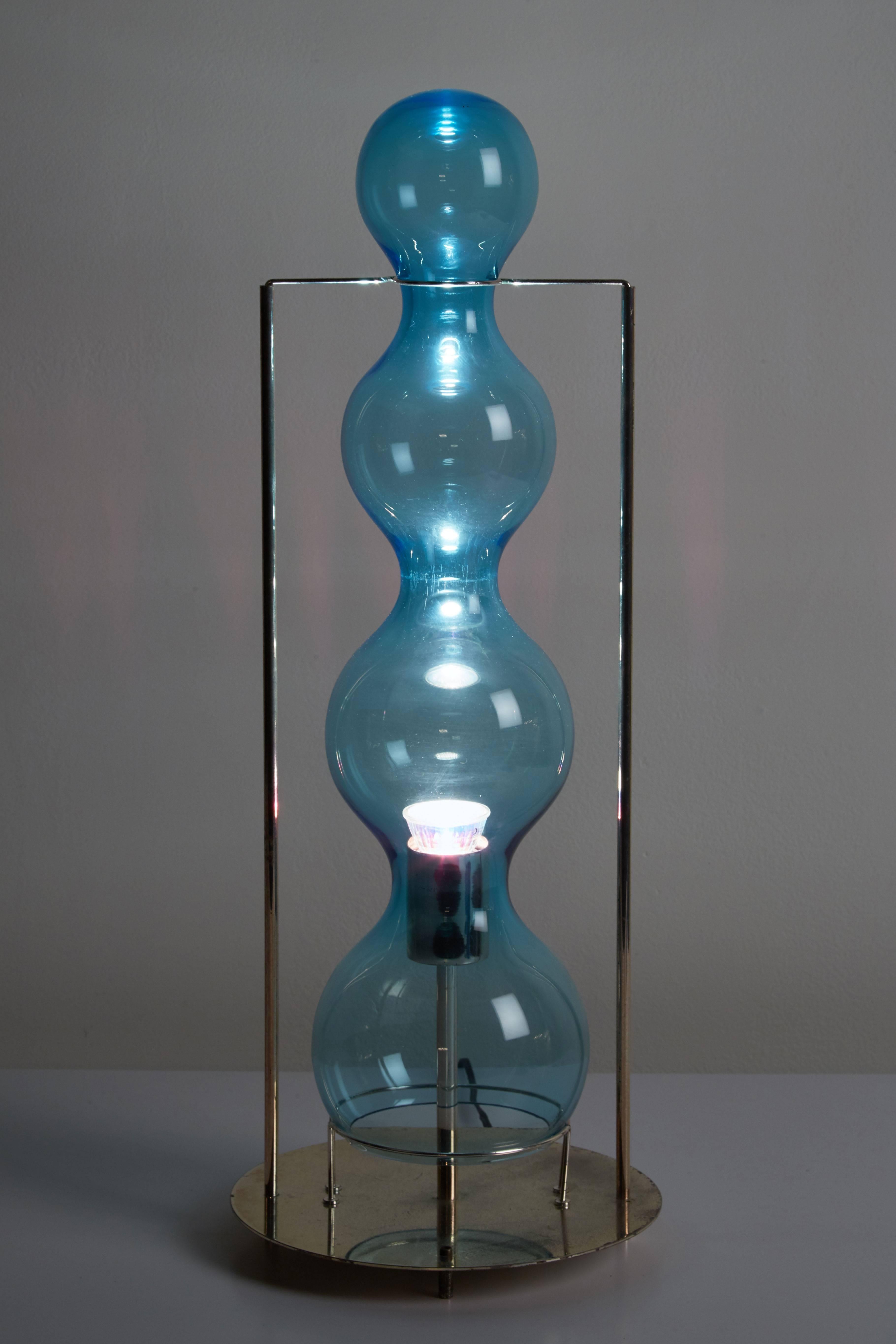 Rare blown glass table lamp by Jeannot Ceruttifor VeArt designed in Italy, 1986  Steel base. VeArt Scorzè, near Venice, Italy was a glass factory founded in 1965 by Ludovico de Santillana and Sergio Biliotti from Venini & Co, which is the most
