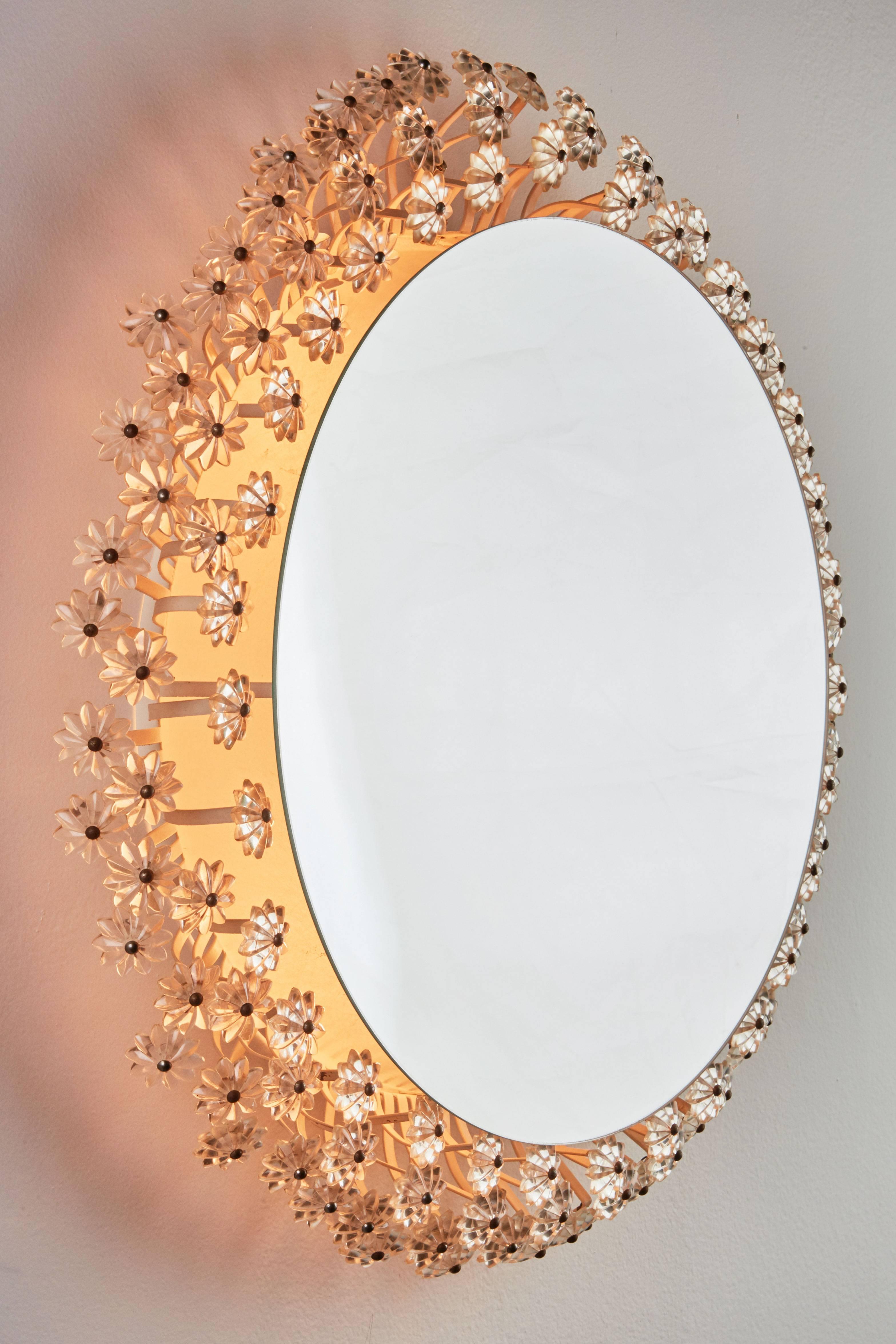 Illuminated Mirror/Wall Light by Emil Stejnar for Rupert Nikoll In Excellent Condition In Los Angeles, CA