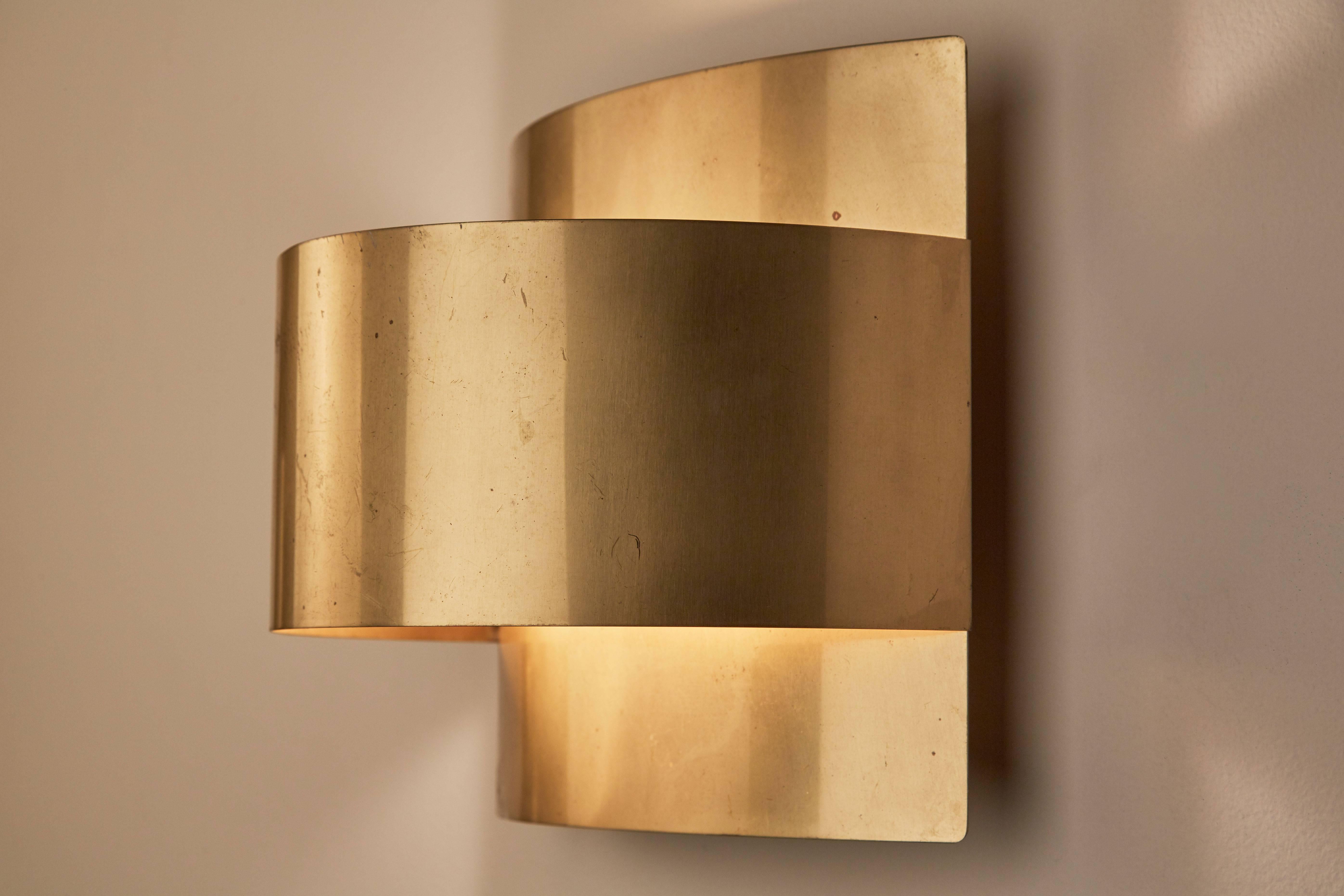 Swedish Pair of Brass Sconces by Falkenbergs Belysning