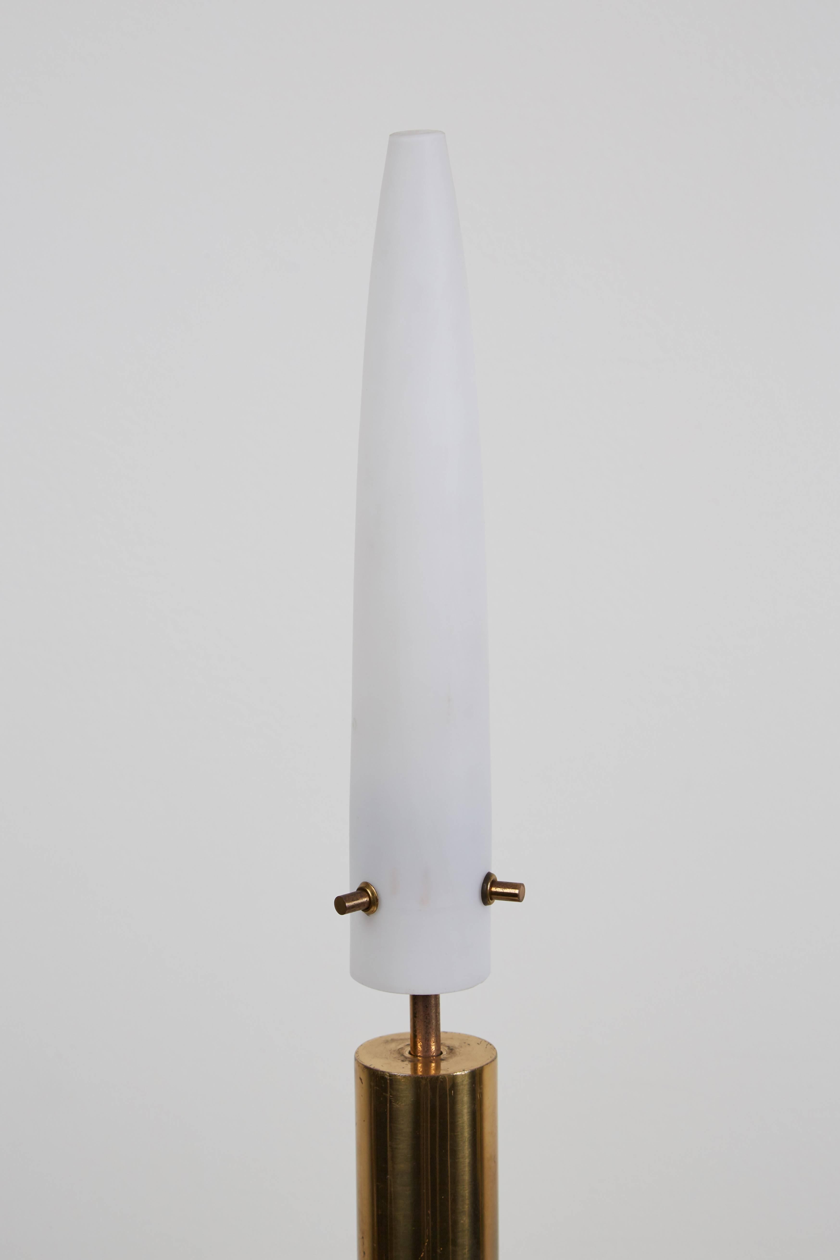 Mid-20th Century Pair of Brass and Satin Glass Italian Table Lamps