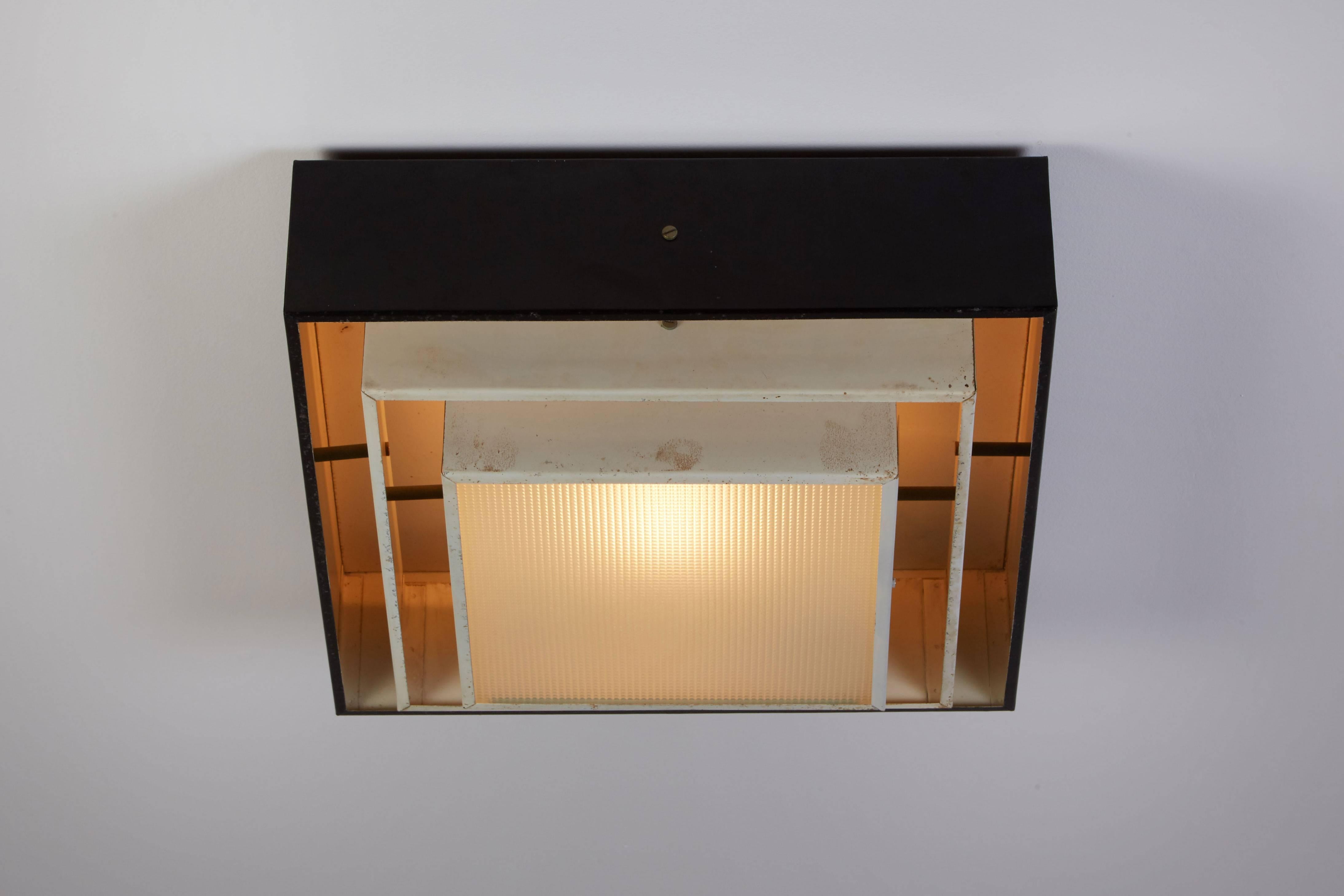 Enameled Three-Tiered Flush Mount Ceiling Light by Stilnovo