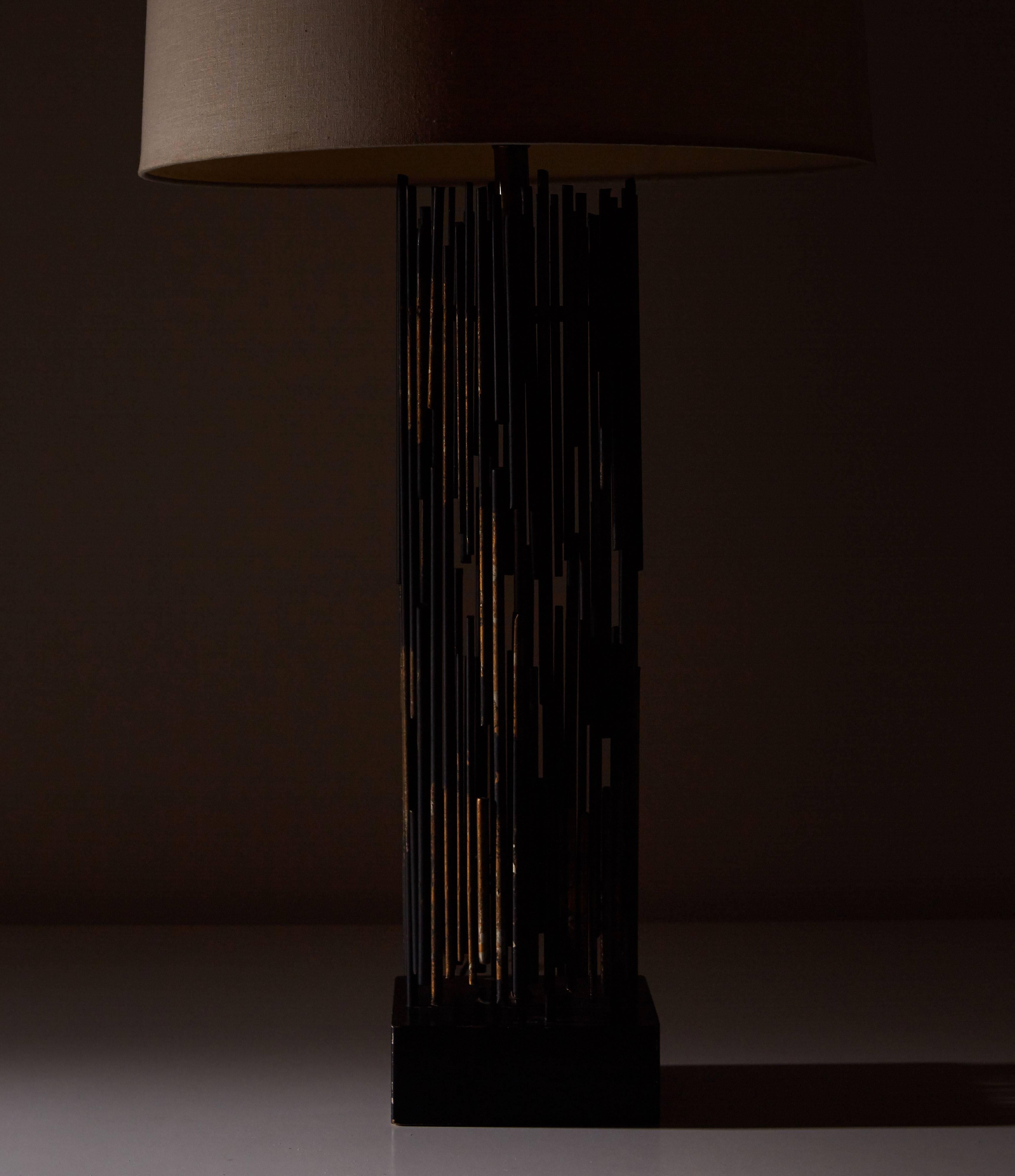 Iron Table Lamp by Kneedler-Fauchiere In Excellent Condition In Los Angeles, CA