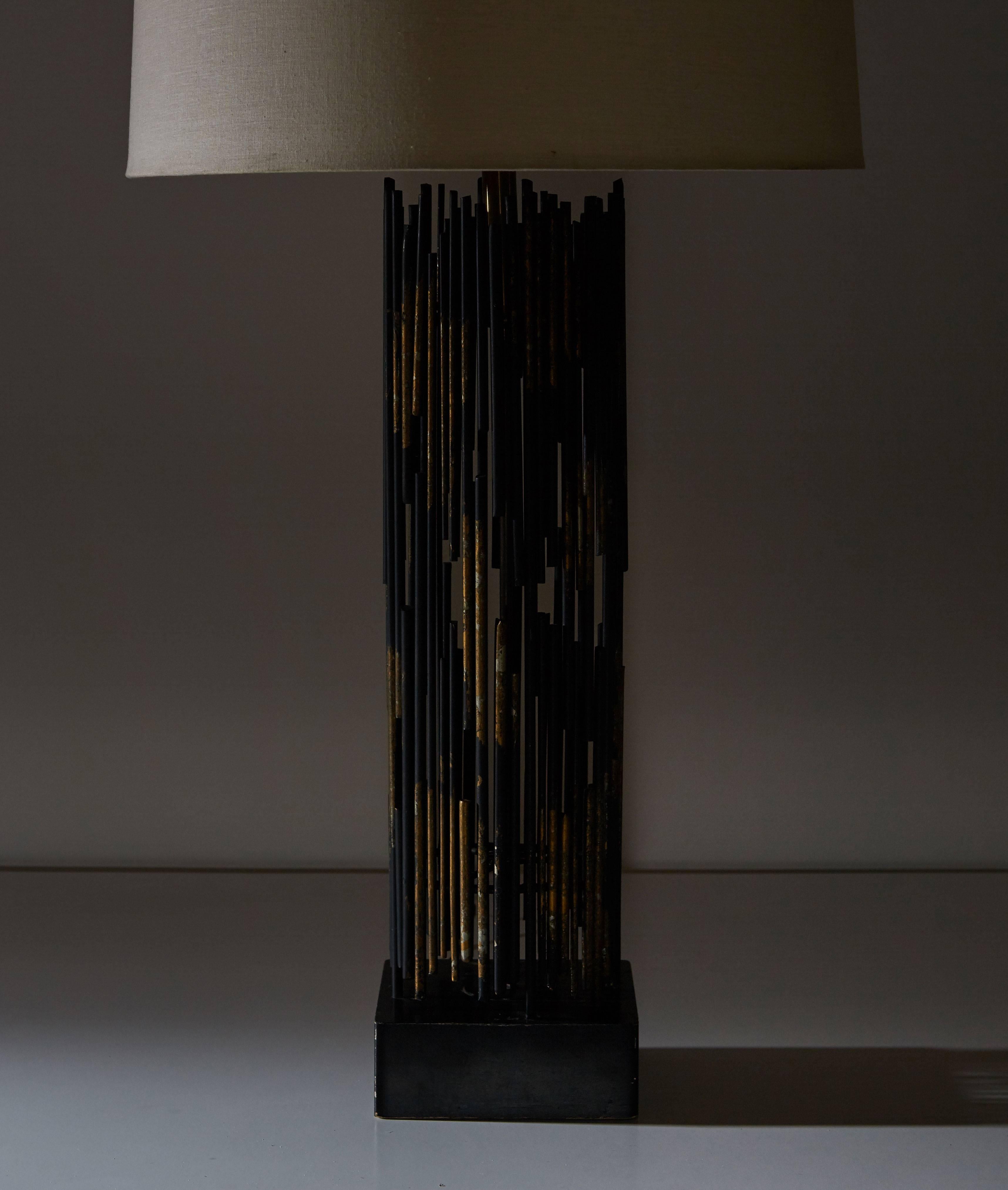 Welded Iron Table Lamp by Kneedler-Fauchiere