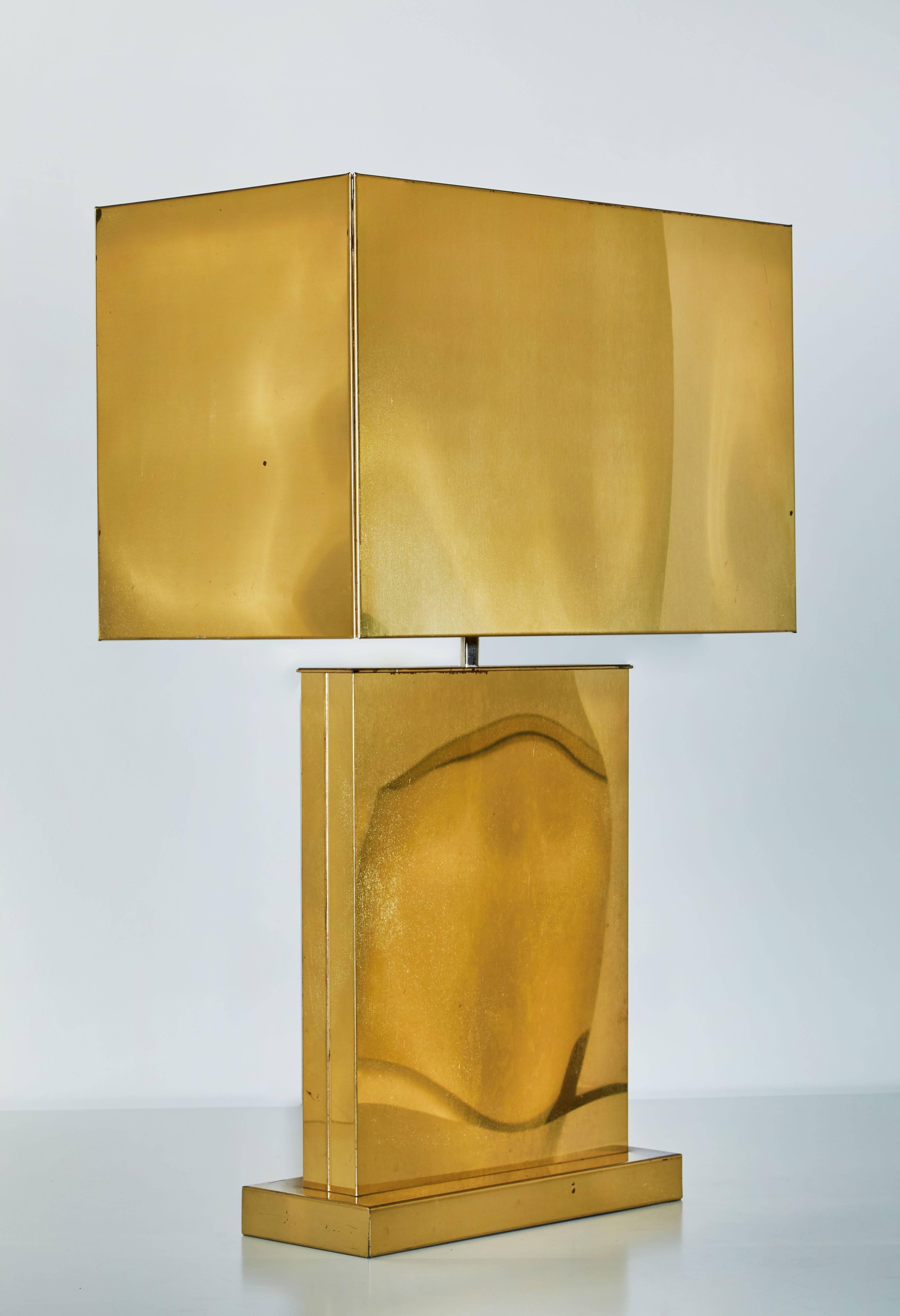American Pair of Brass Signed Table Lamps by Curtis Jere