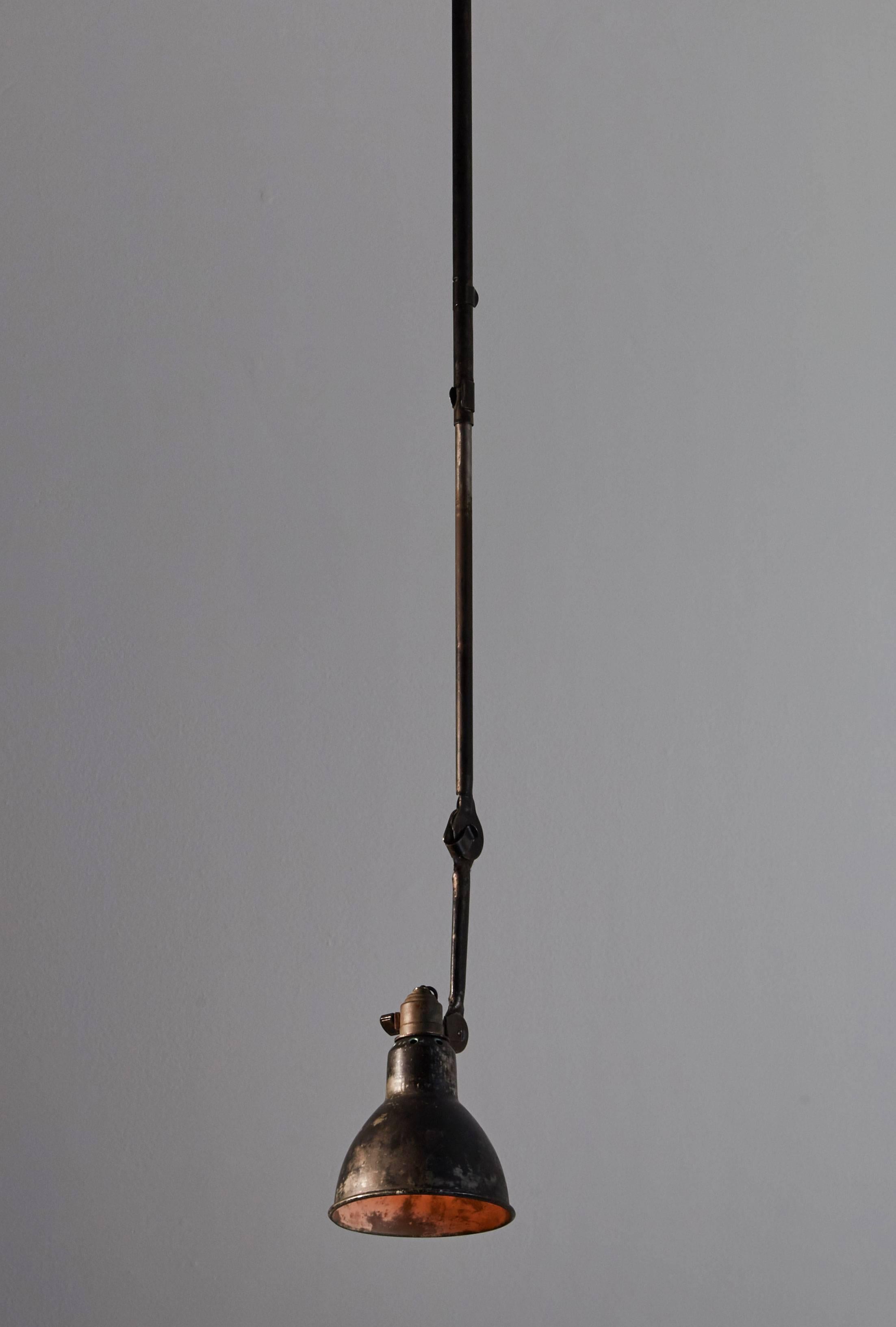 Patinated Model No. 302 Adjustable Ceiling Light by Gras Ravel