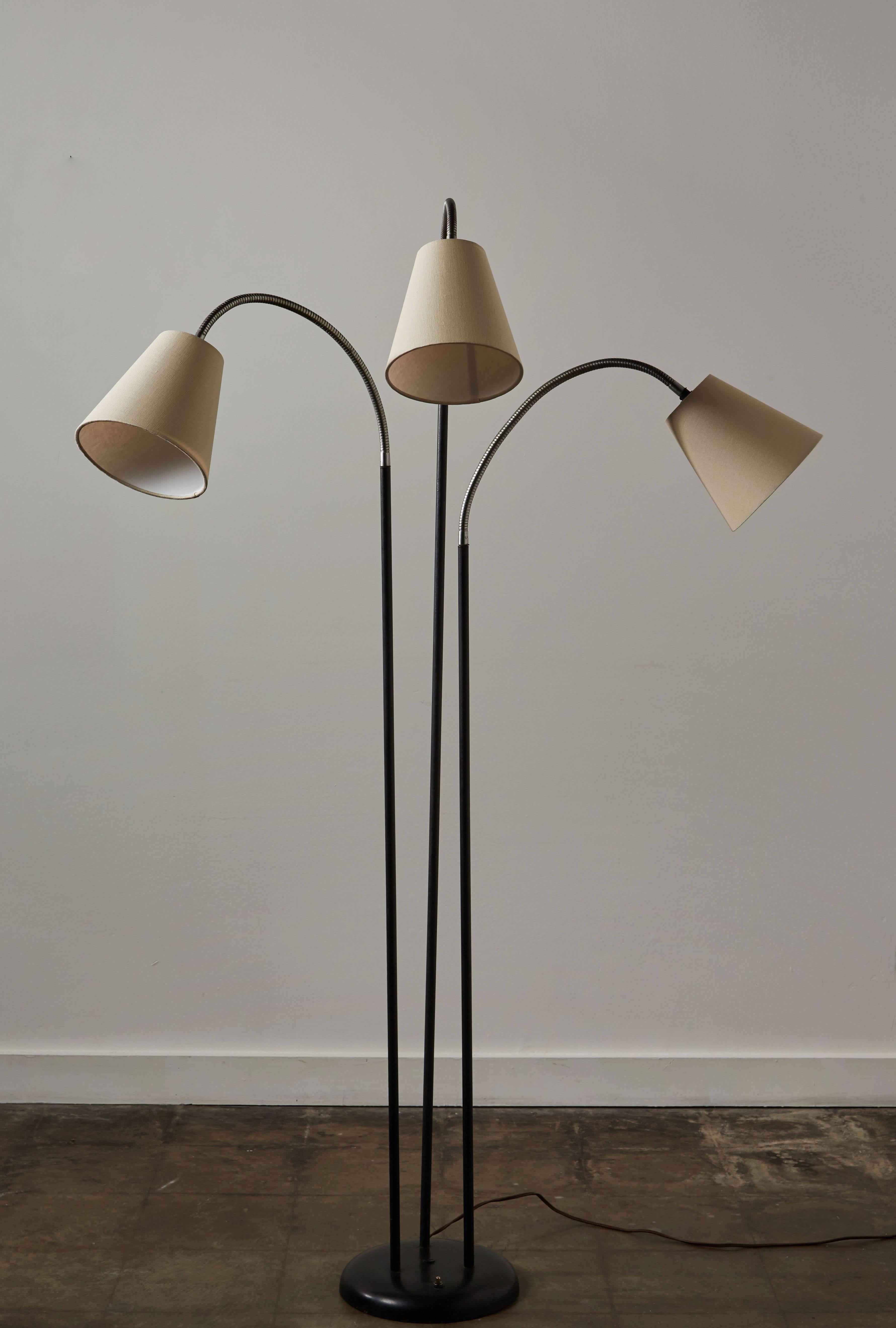 Mid-Century Modern Three Shade Articulating Floor Lamp by David Wurster