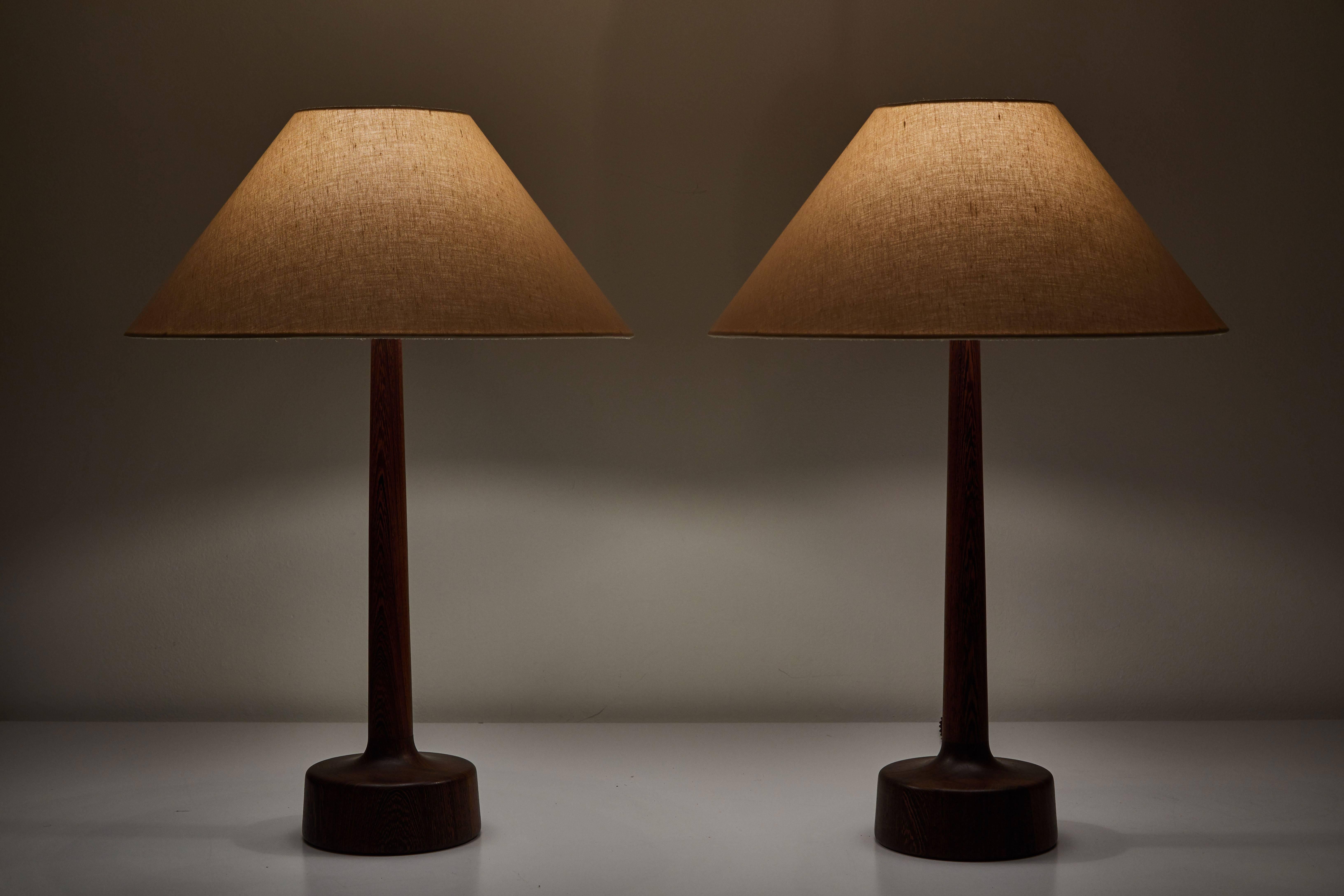 Mid-Century Modern Pair of Wengé Danish Table Lamps