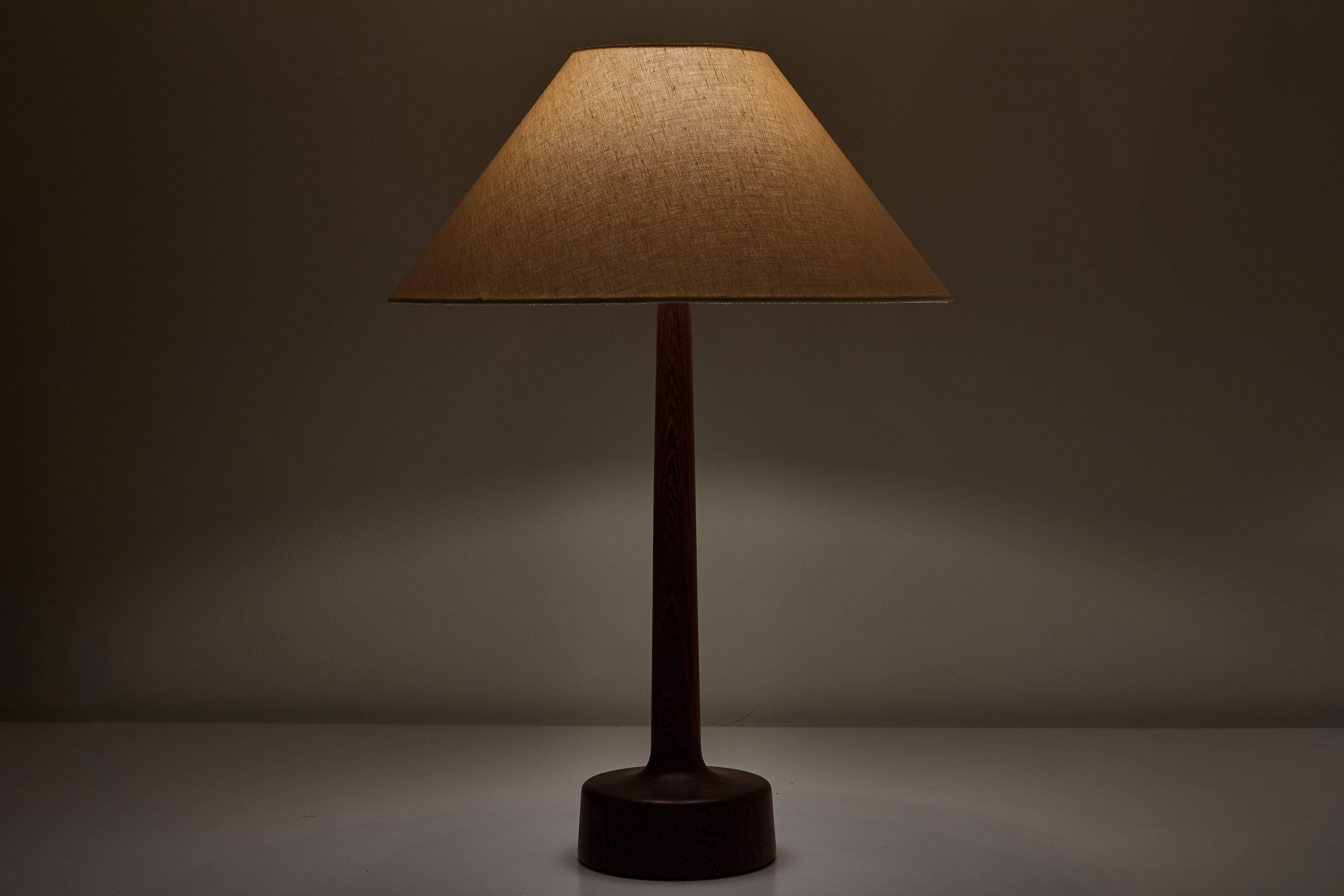 Pair of Wengé Danish Table Lamps In Excellent Condition In Los Angeles, CA