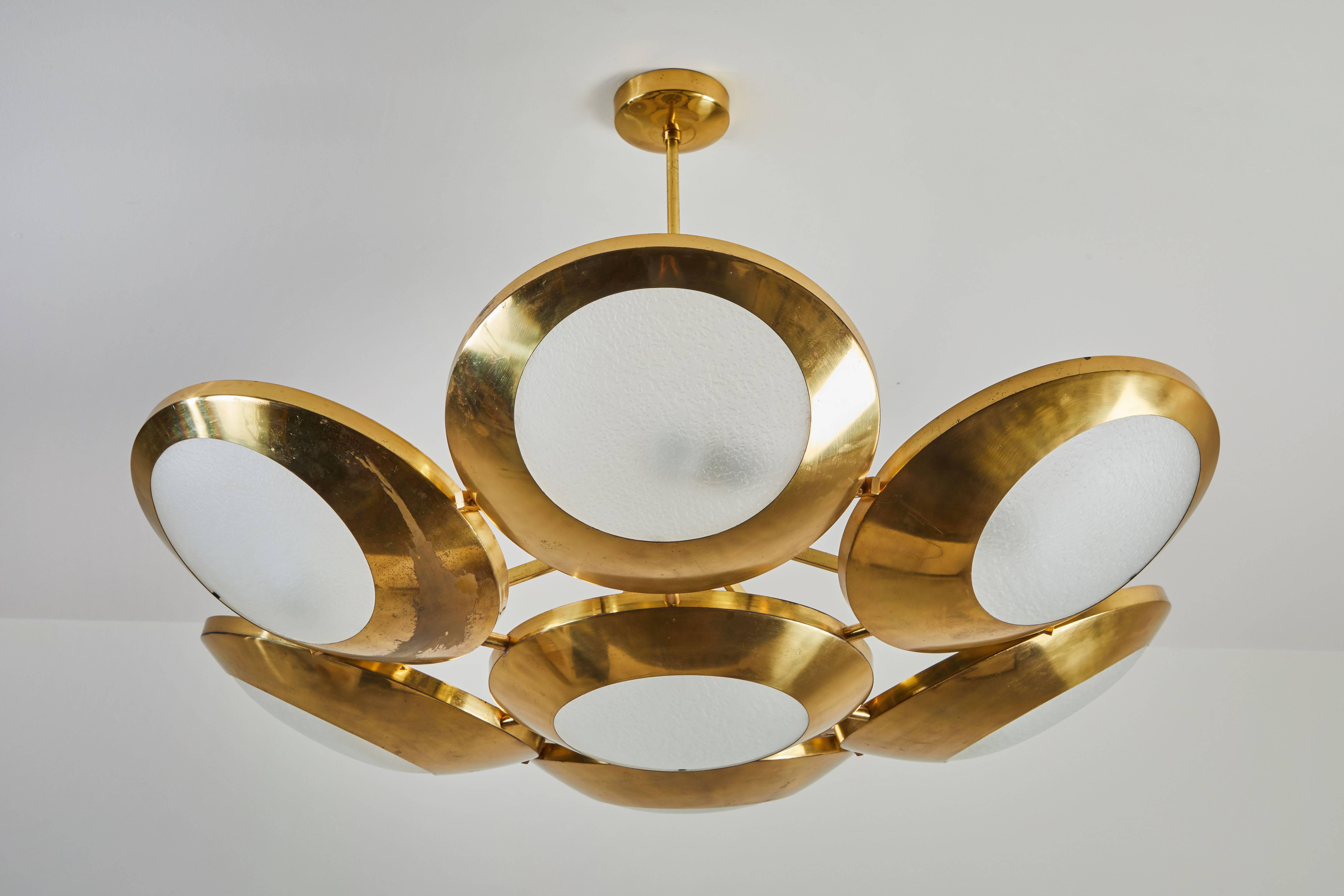 Large Seven Shade Chandelier by Stilnovo In Excellent Condition In Los Angeles, CA