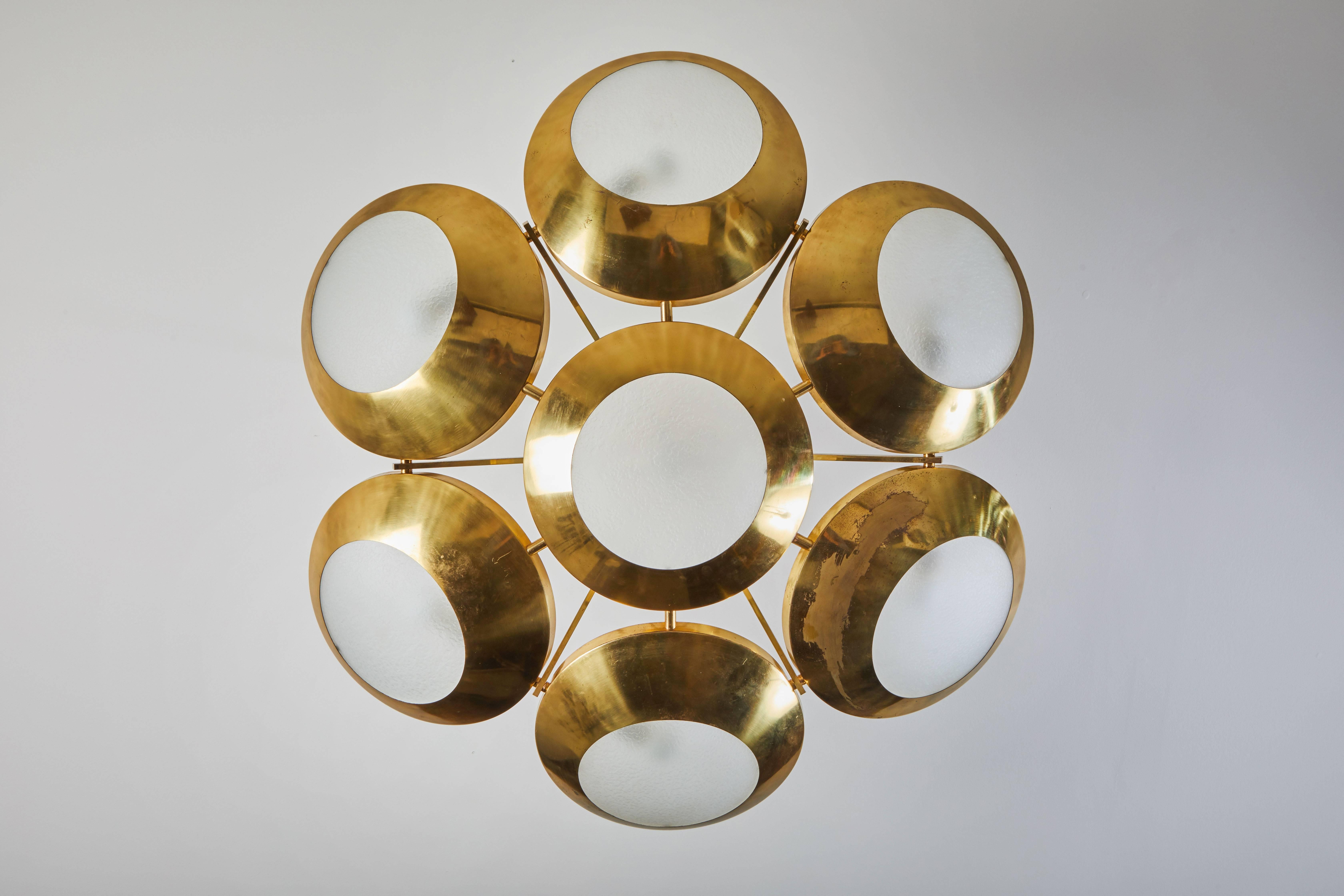 Mid-20th Century Large Seven Shade Chandelier by Stilnovo