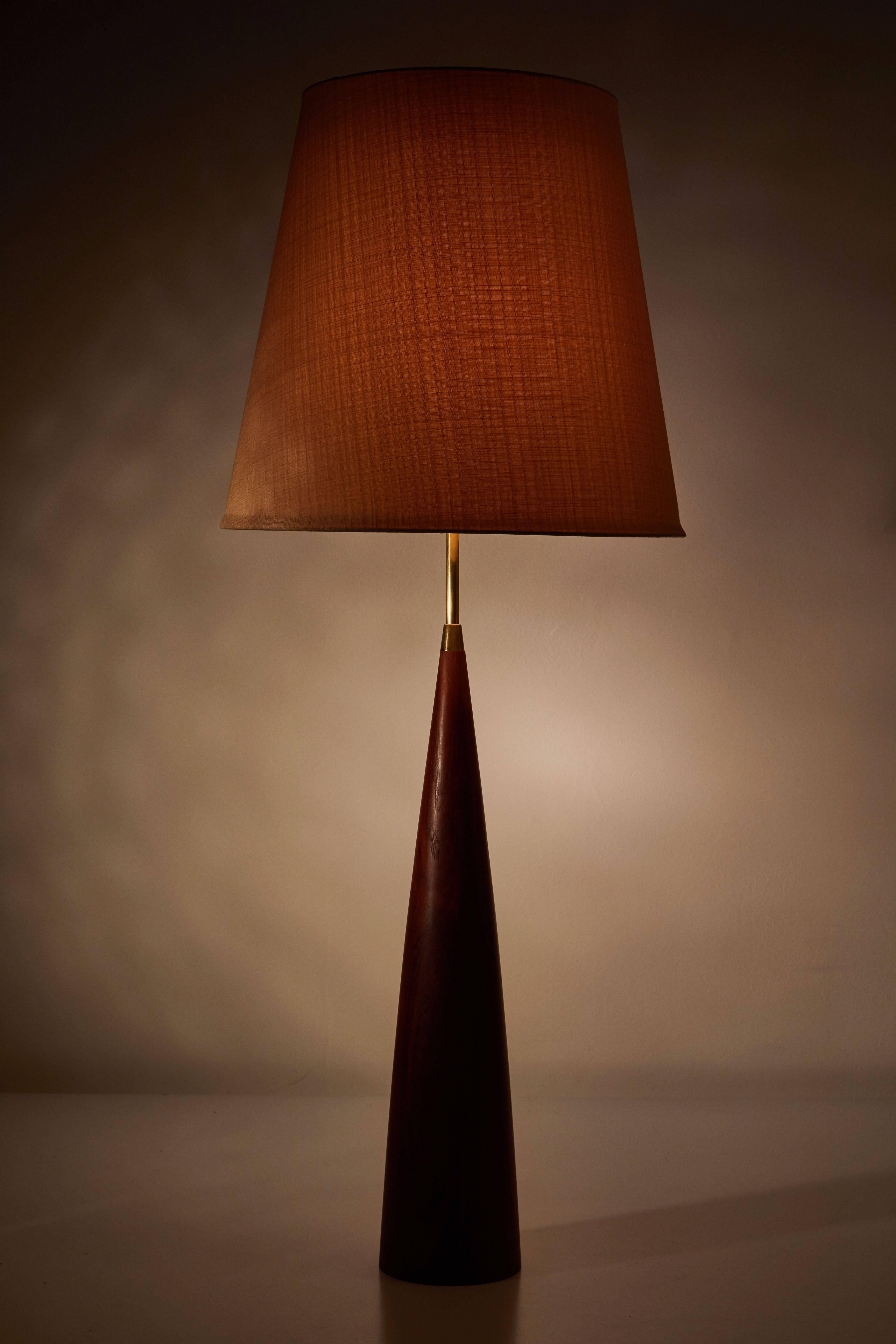 Pair of Teak Swedish Table Lamps In Excellent Condition In Los Angeles, CA