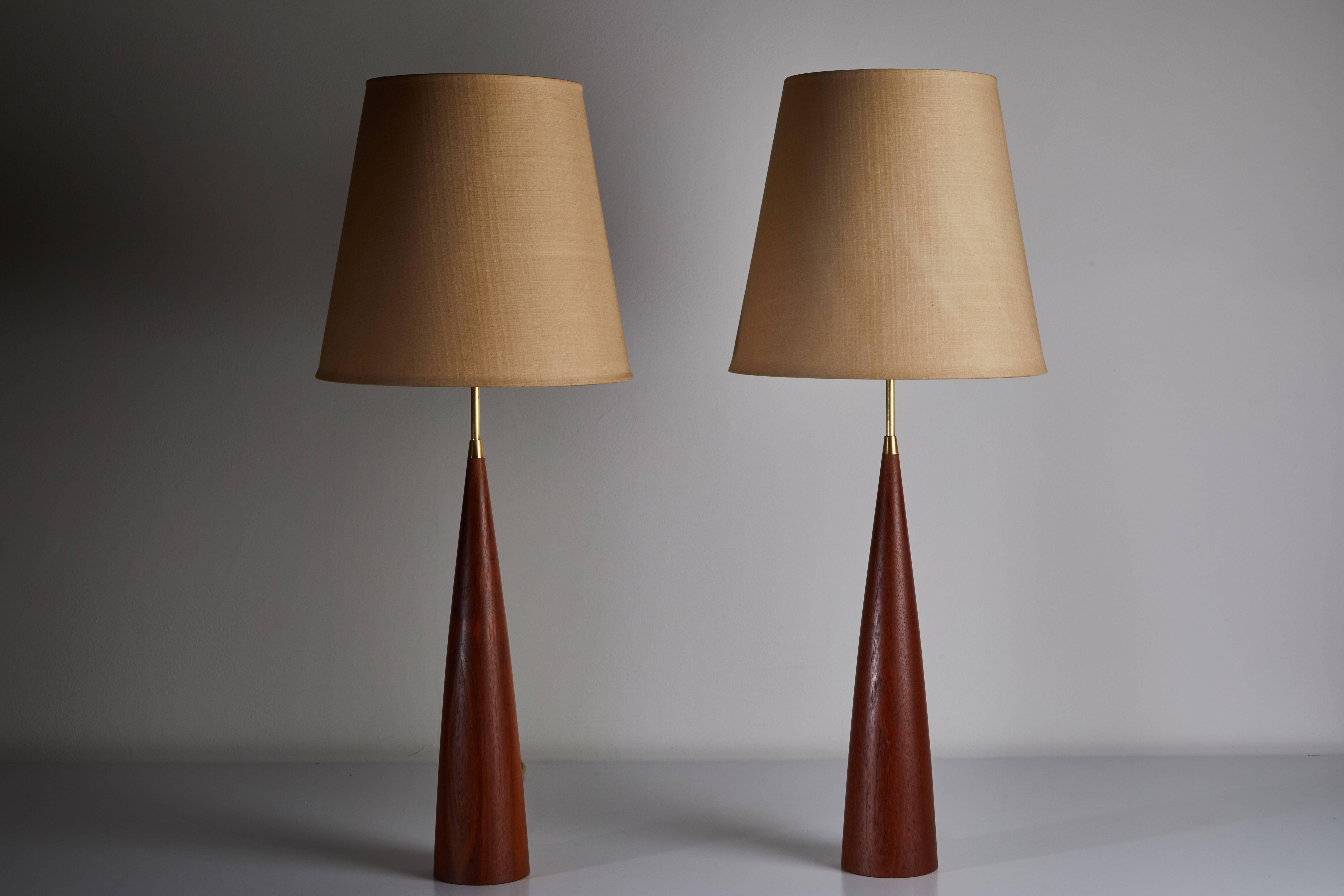 Mid-Century Modern Pair of Teak Swedish Table Lamps