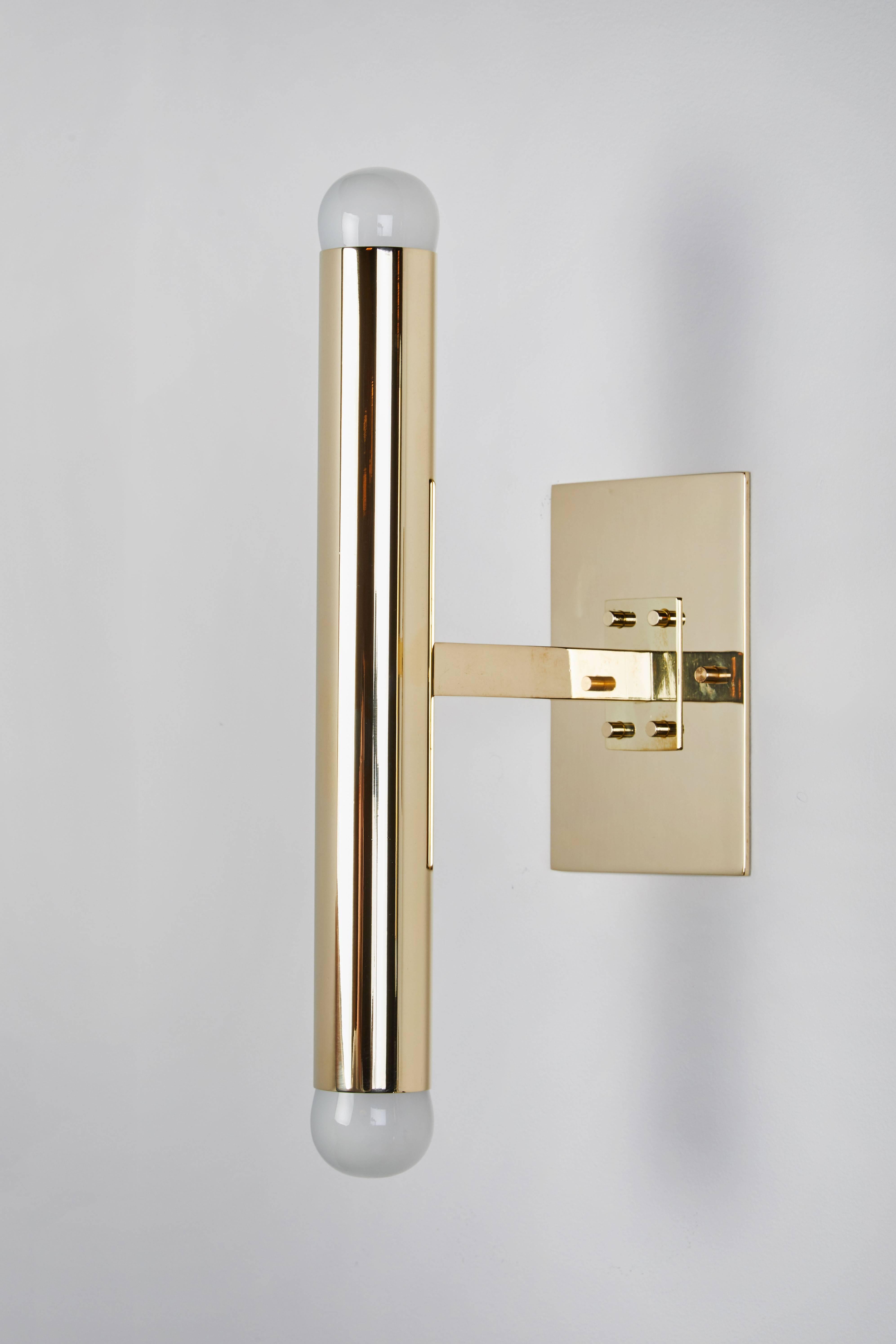 Mid-Century Modern Single Italian Brass Tubular Sconce