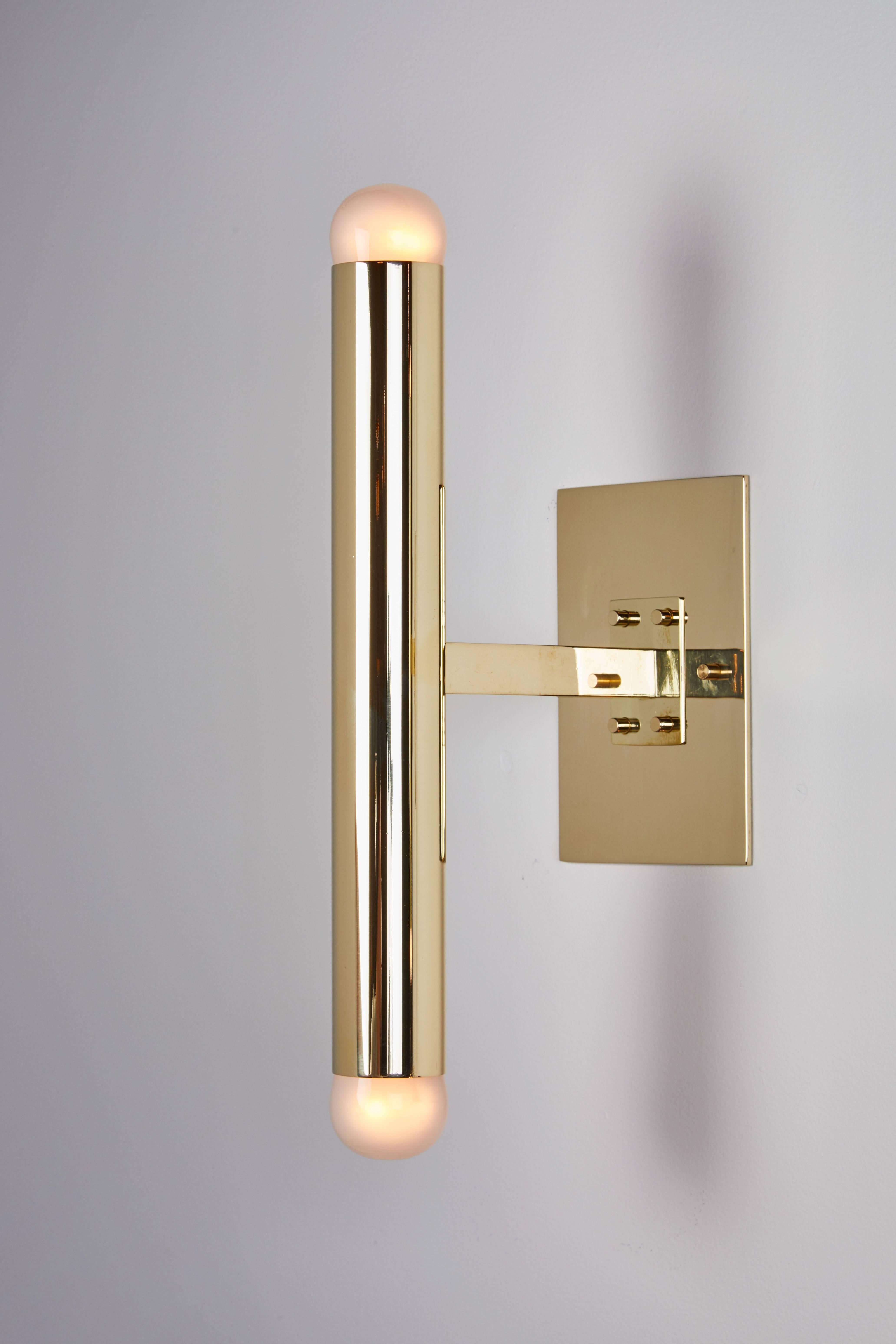Single Italian Brass Tubular Sconce In Good Condition In Los Angeles, CA