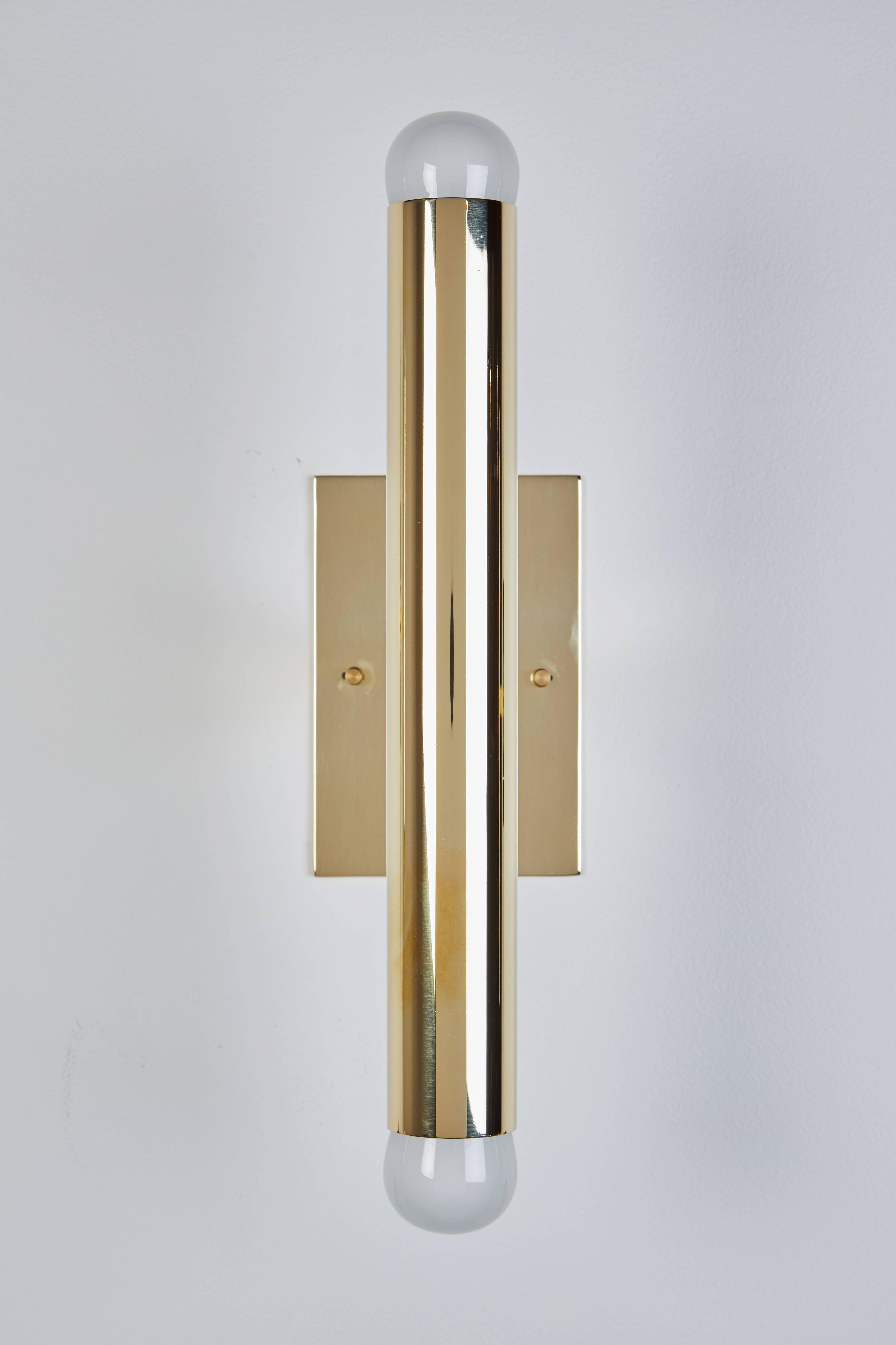 Mid-20th Century Single Italian Brass Tubular Sconce