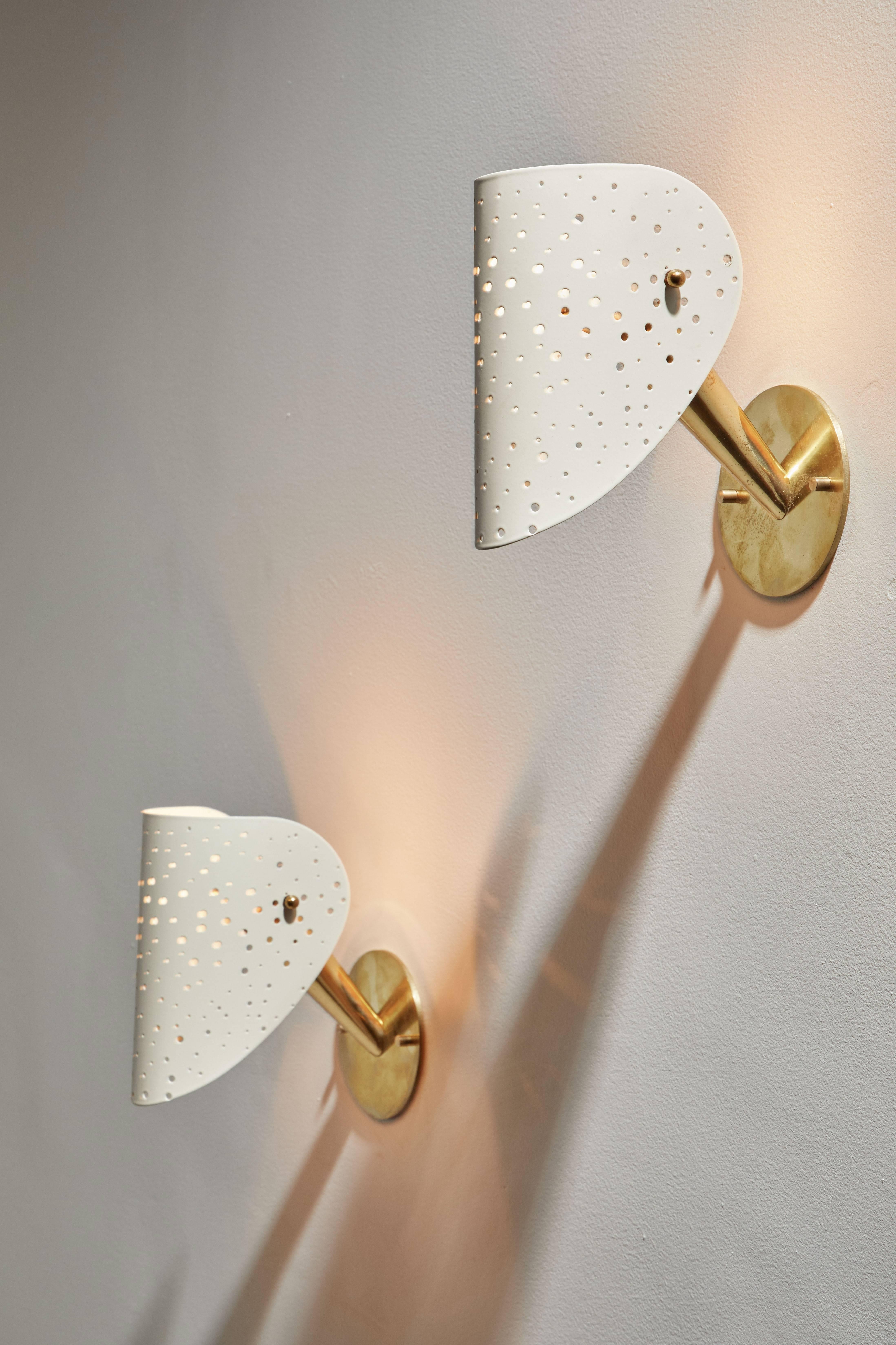 Mid-Century Modern Pair of Perforated Italian Sconces