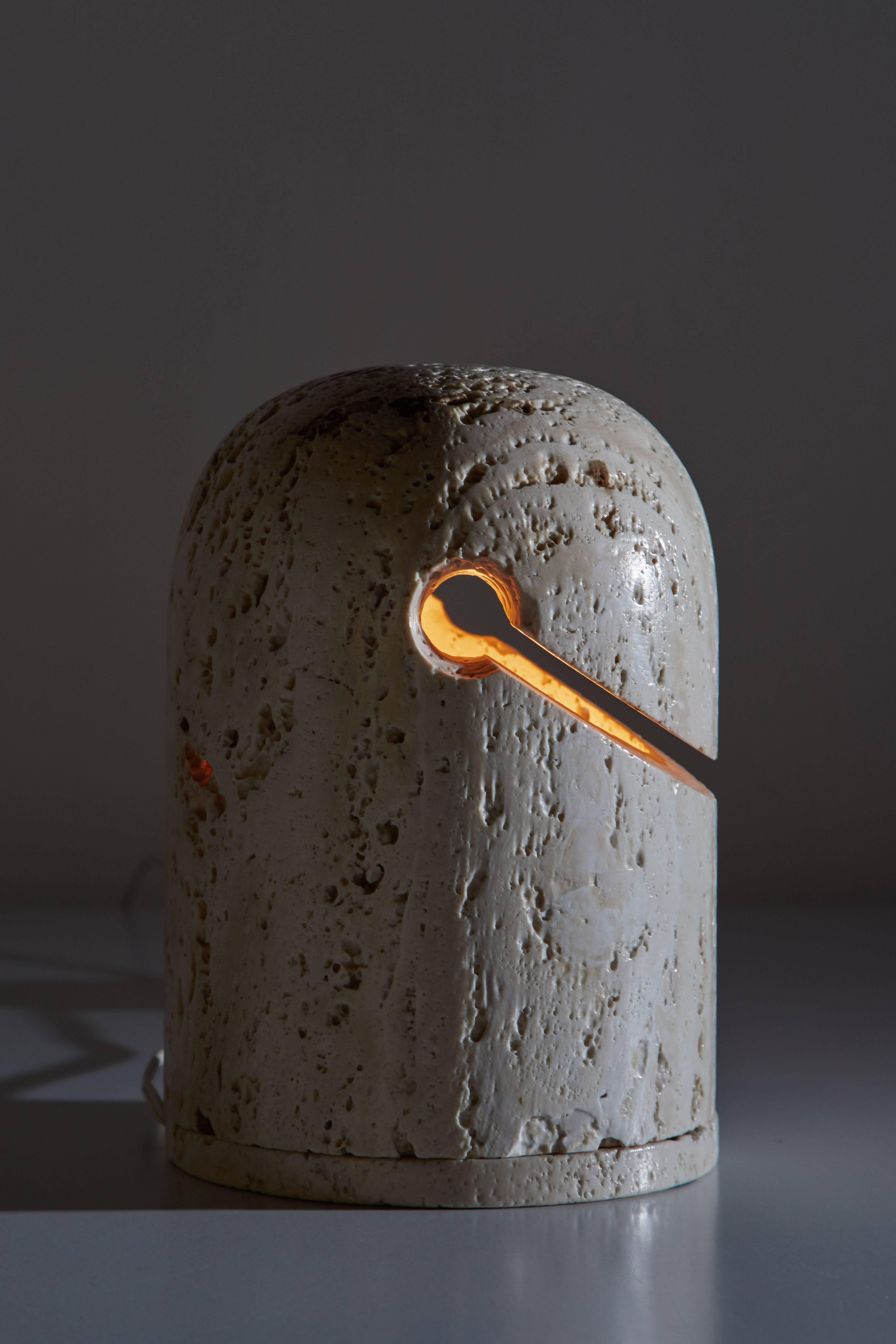 Italian Travertine Table Lamp by Nucleo Sormani