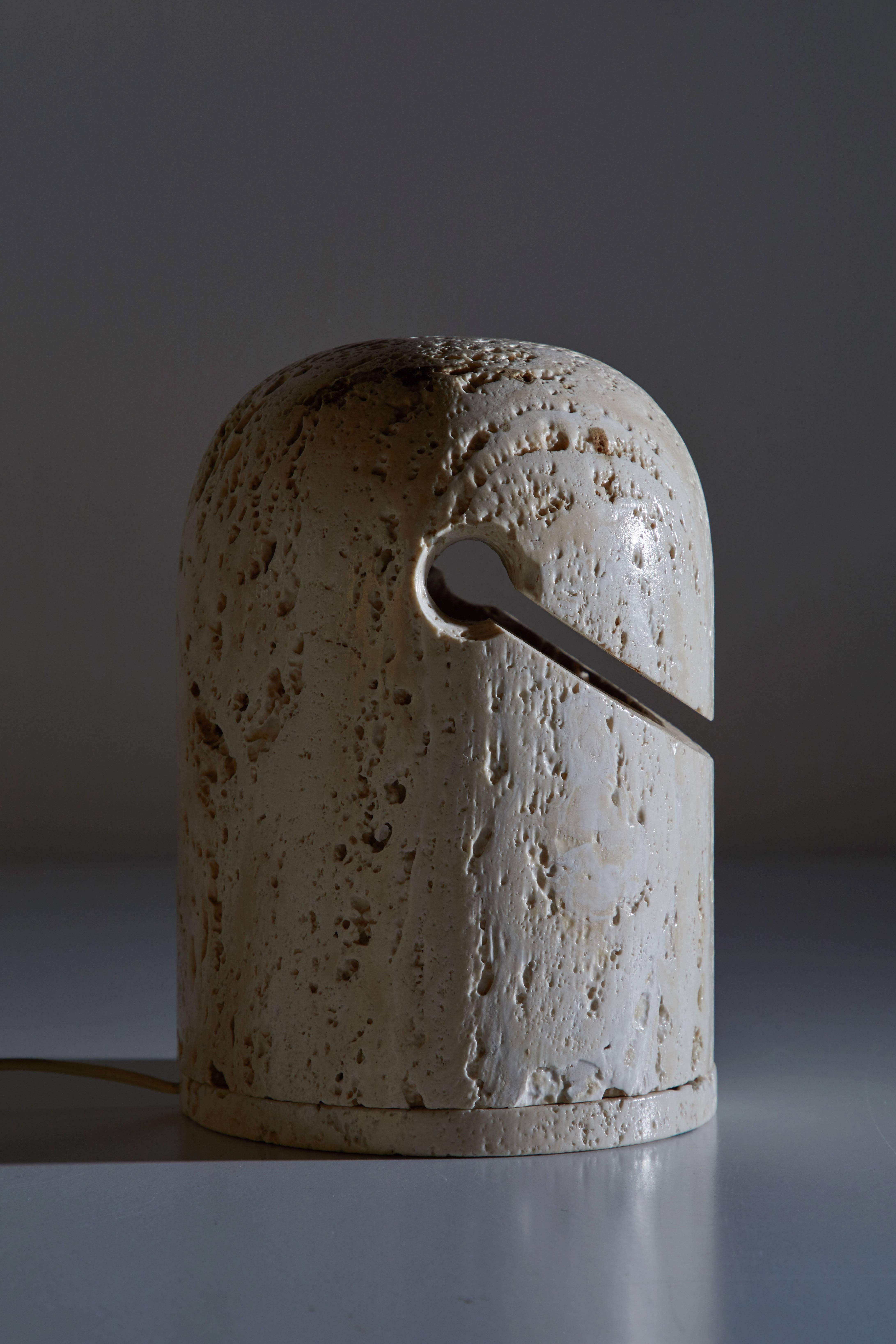 Travertine Table Lamp by Nucleo Sormani In Excellent Condition In Los Angeles, CA