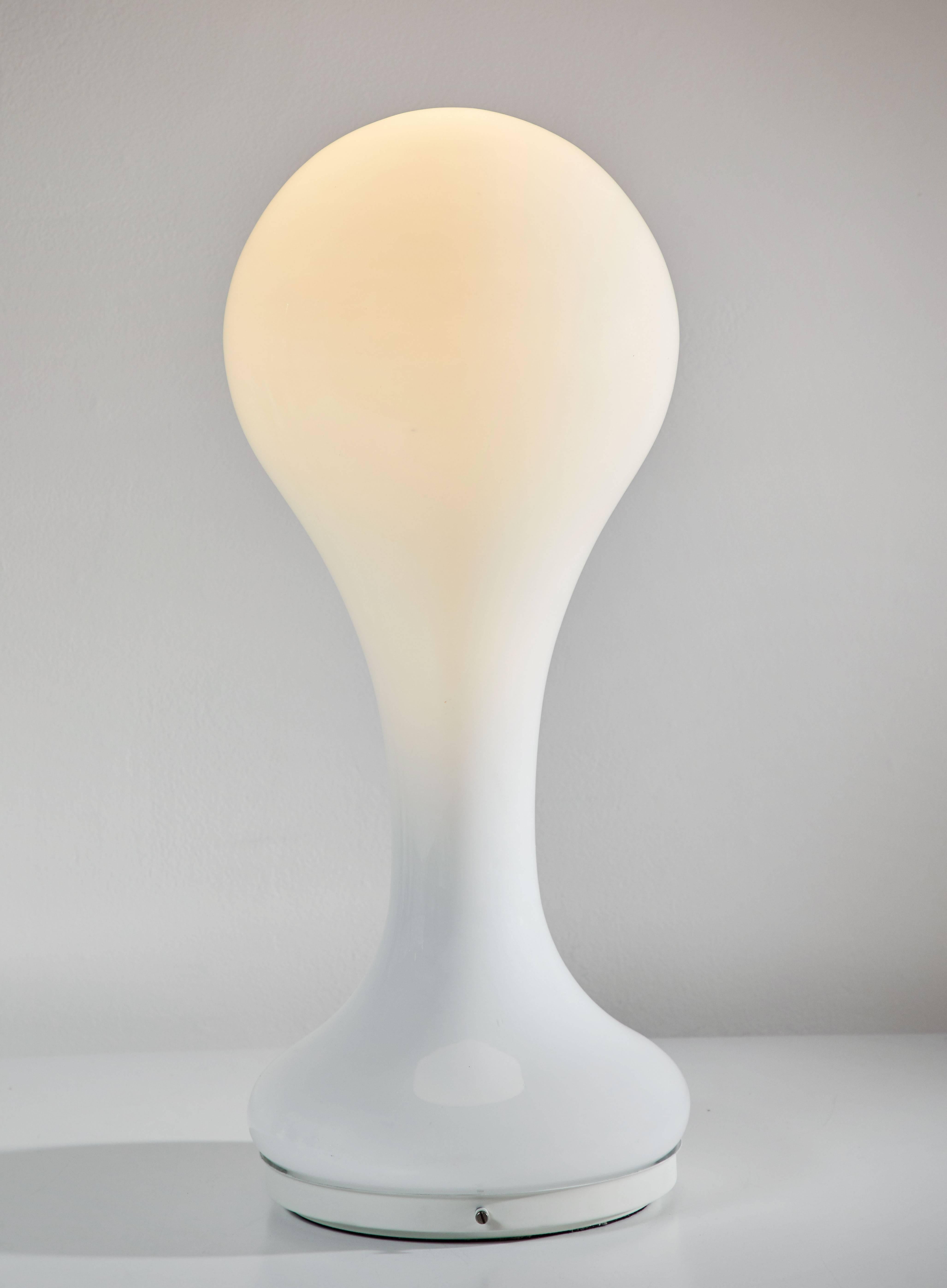 Two Milk Glass Mazzega Table Lamps In Excellent Condition In Los Angeles, CA