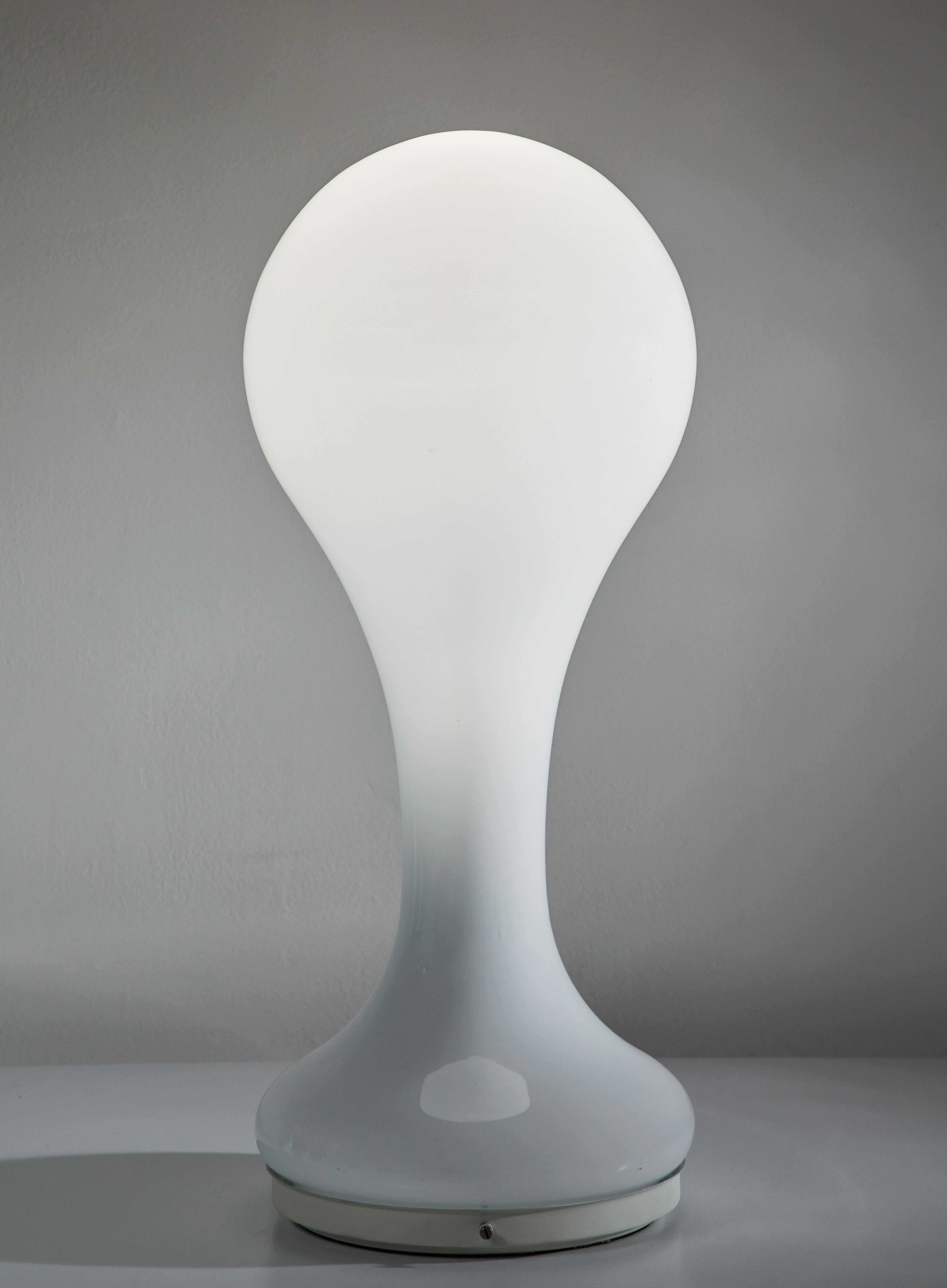 Mid-20th Century Two Milk Glass Mazzega Table Lamps
