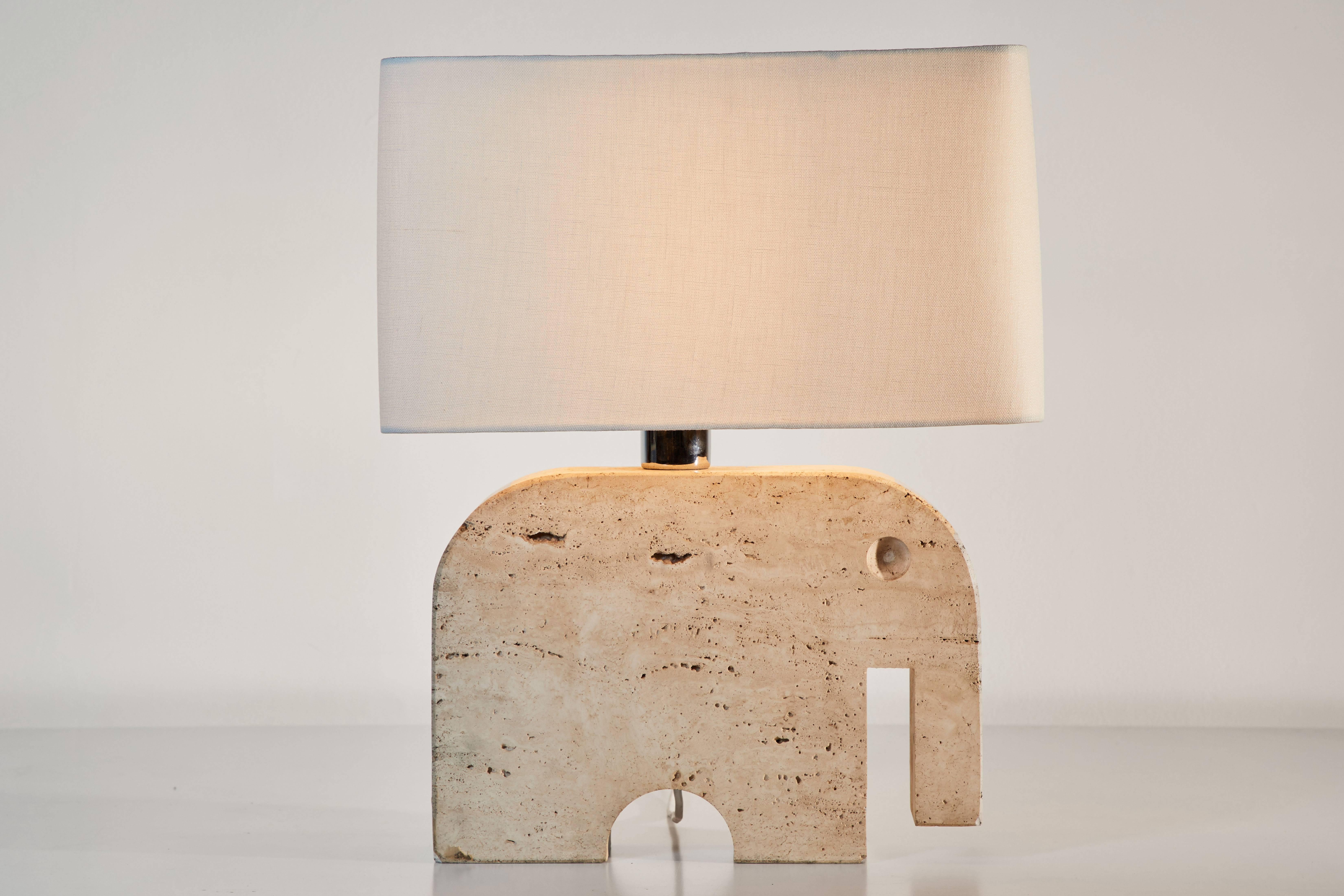 Italian Travertine Elephant Table Lamp by Fratelli Manelli