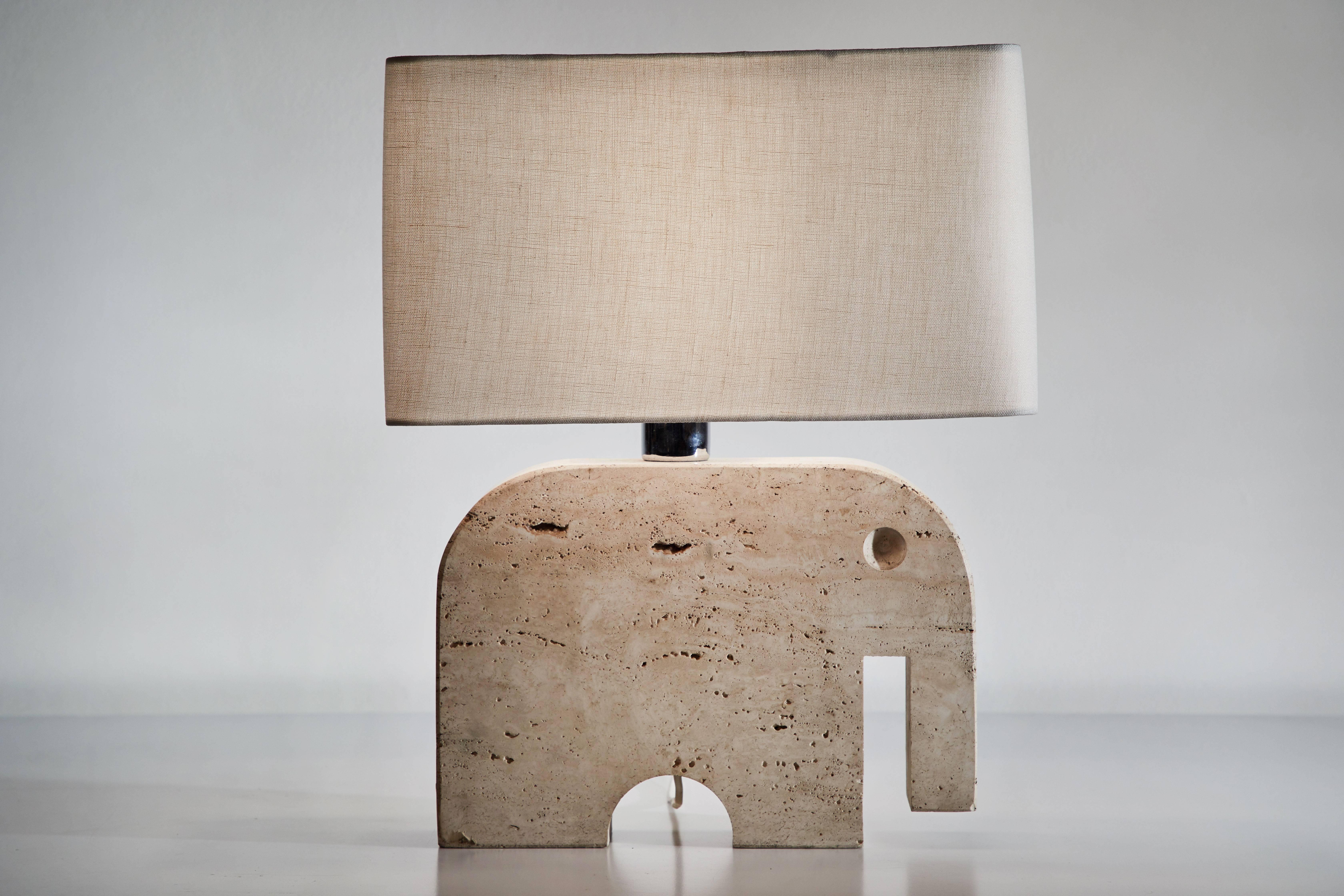 Mid-Century Modern Travertine Elephant Table Lamp by Fratelli Manelli