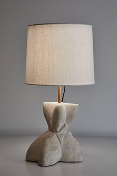 Carved Stone Table Lamp by Albert Tormos
