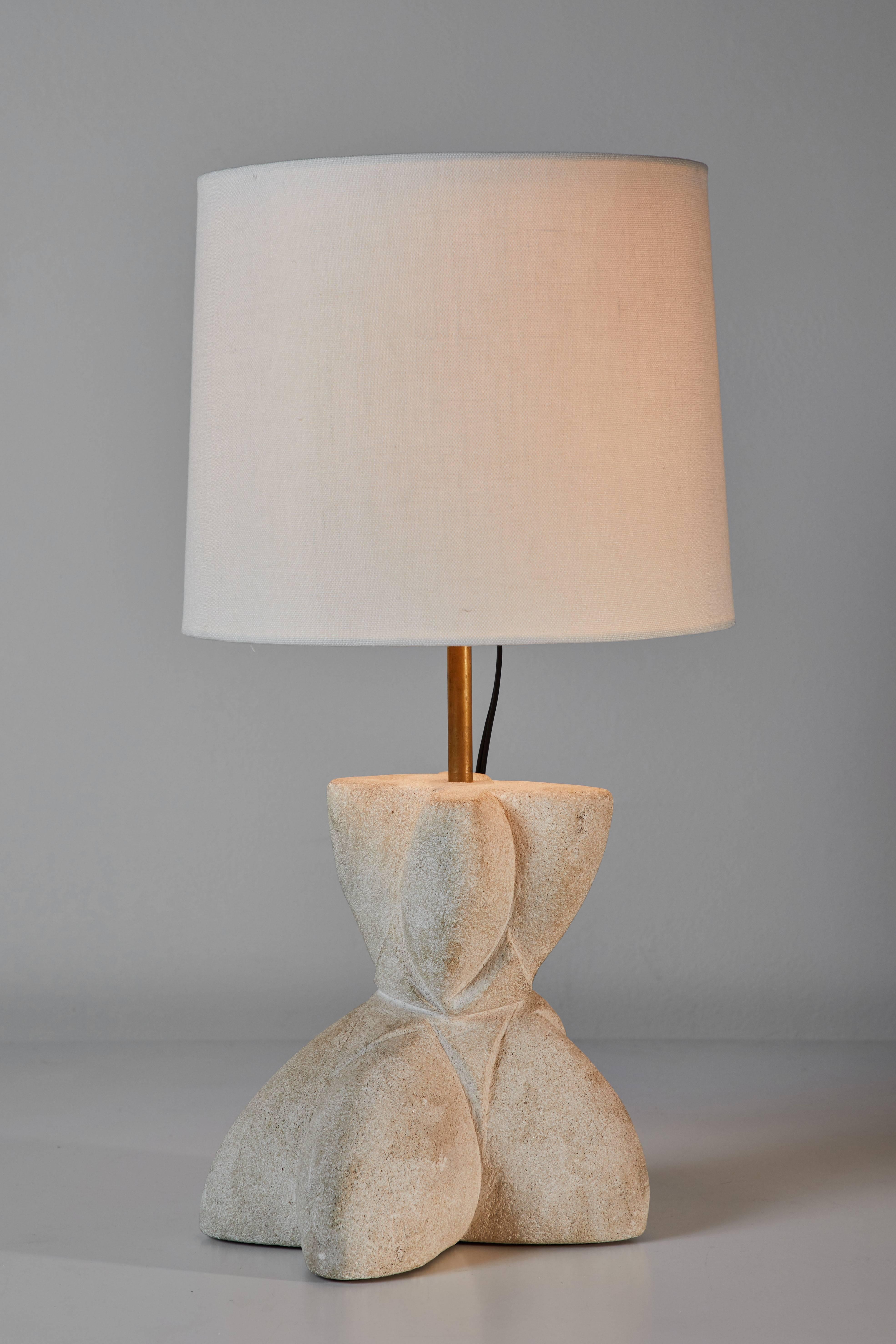 Mid-Century Modern Carved Stone Table Lamp by Albert Tormos