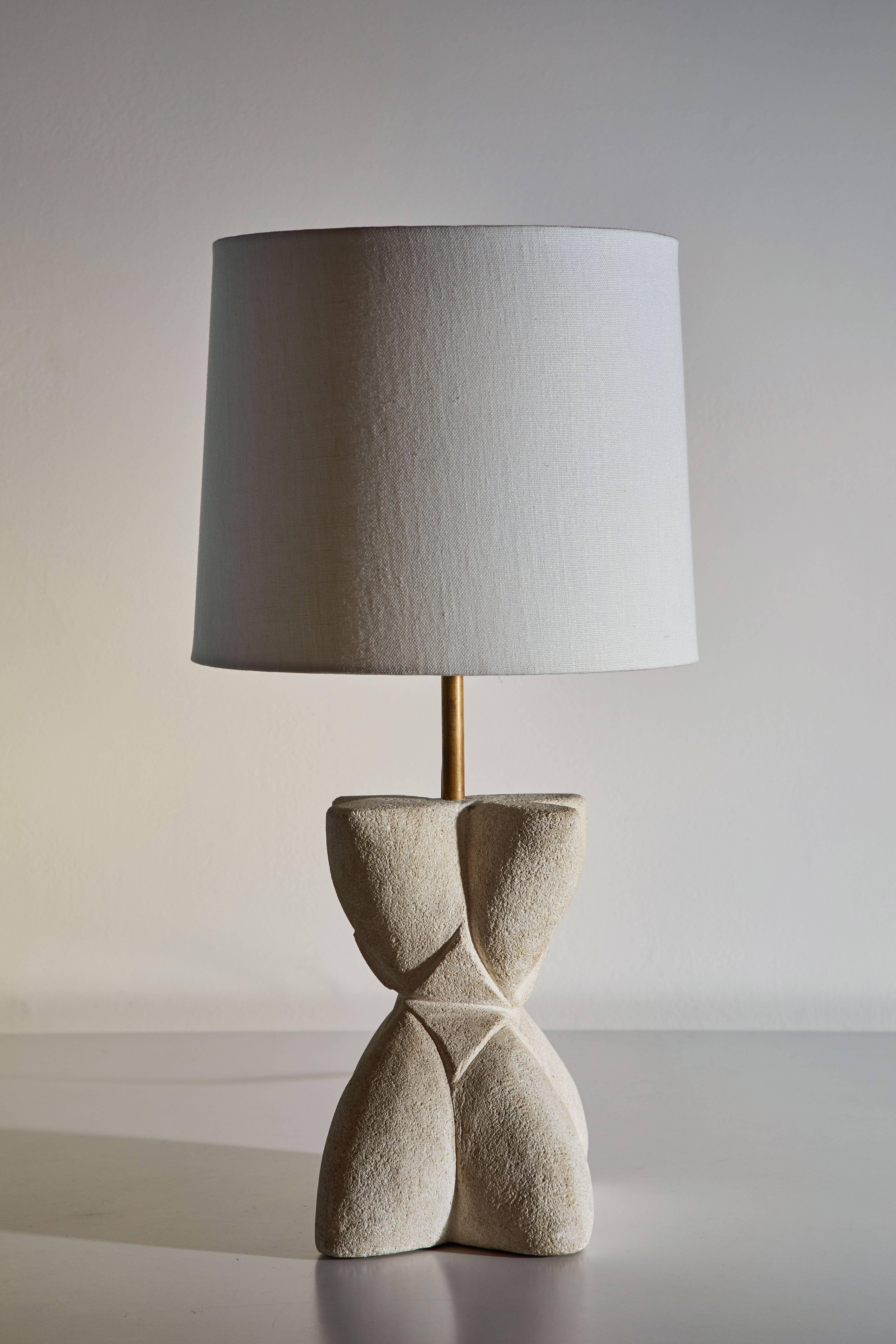 Carved Stone Table Lamp by Albert Tormos In Excellent Condition In Los Angeles, CA