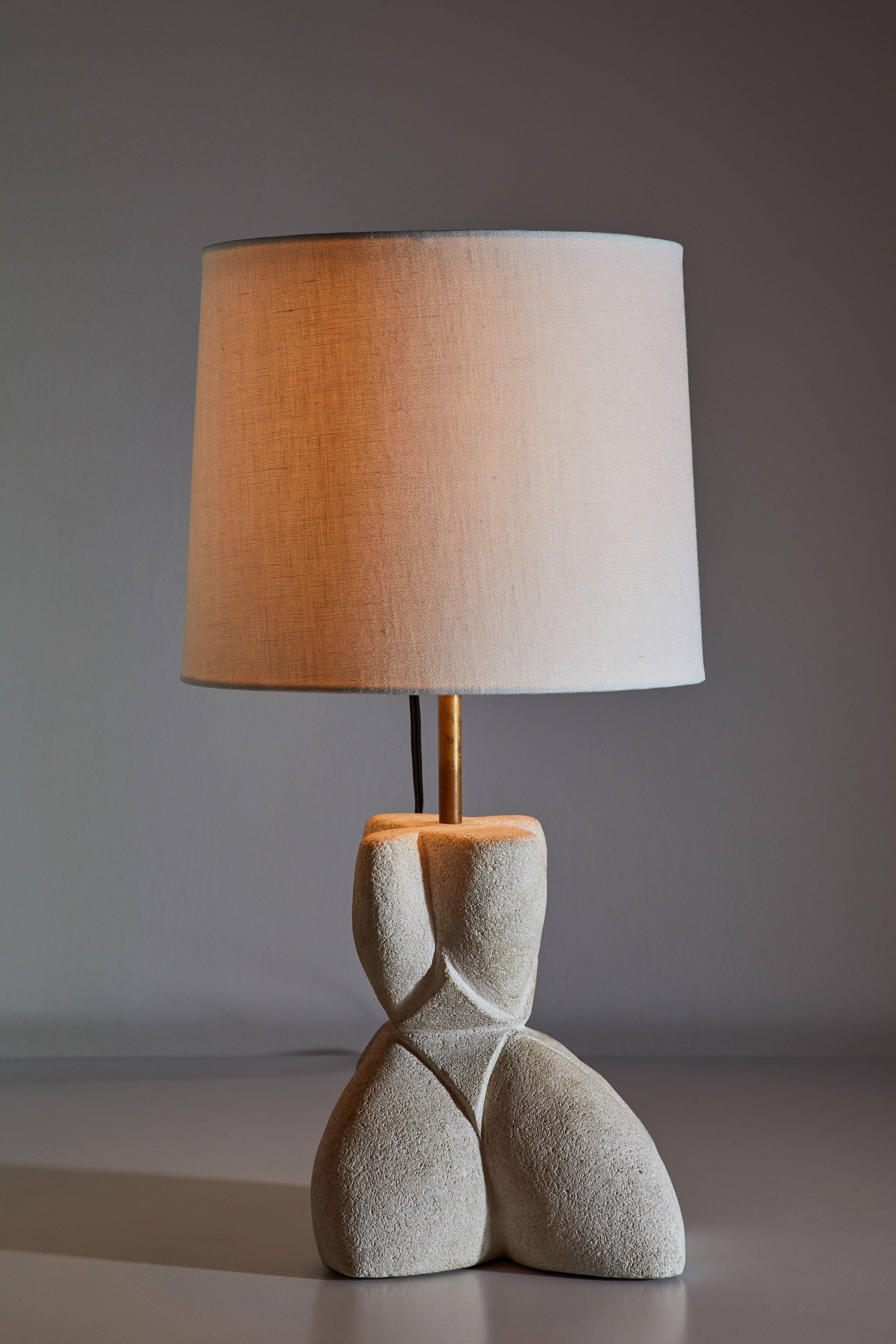 Late 20th Century Carved Stone Table Lamp by Albert Tormos