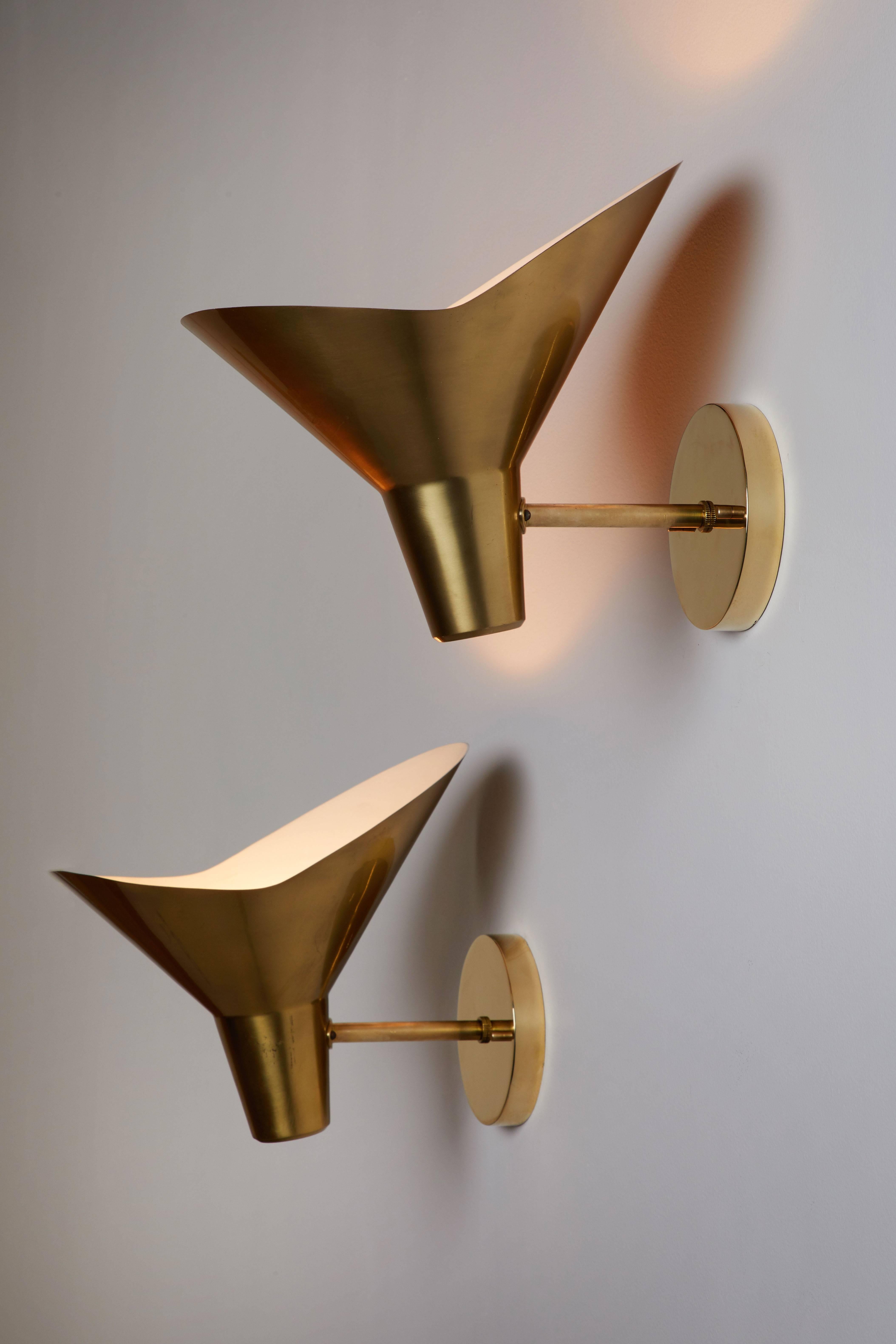 Mid-Century Modern Pair of Brass Sconces by Hans Bergström for Atelje Lyktan