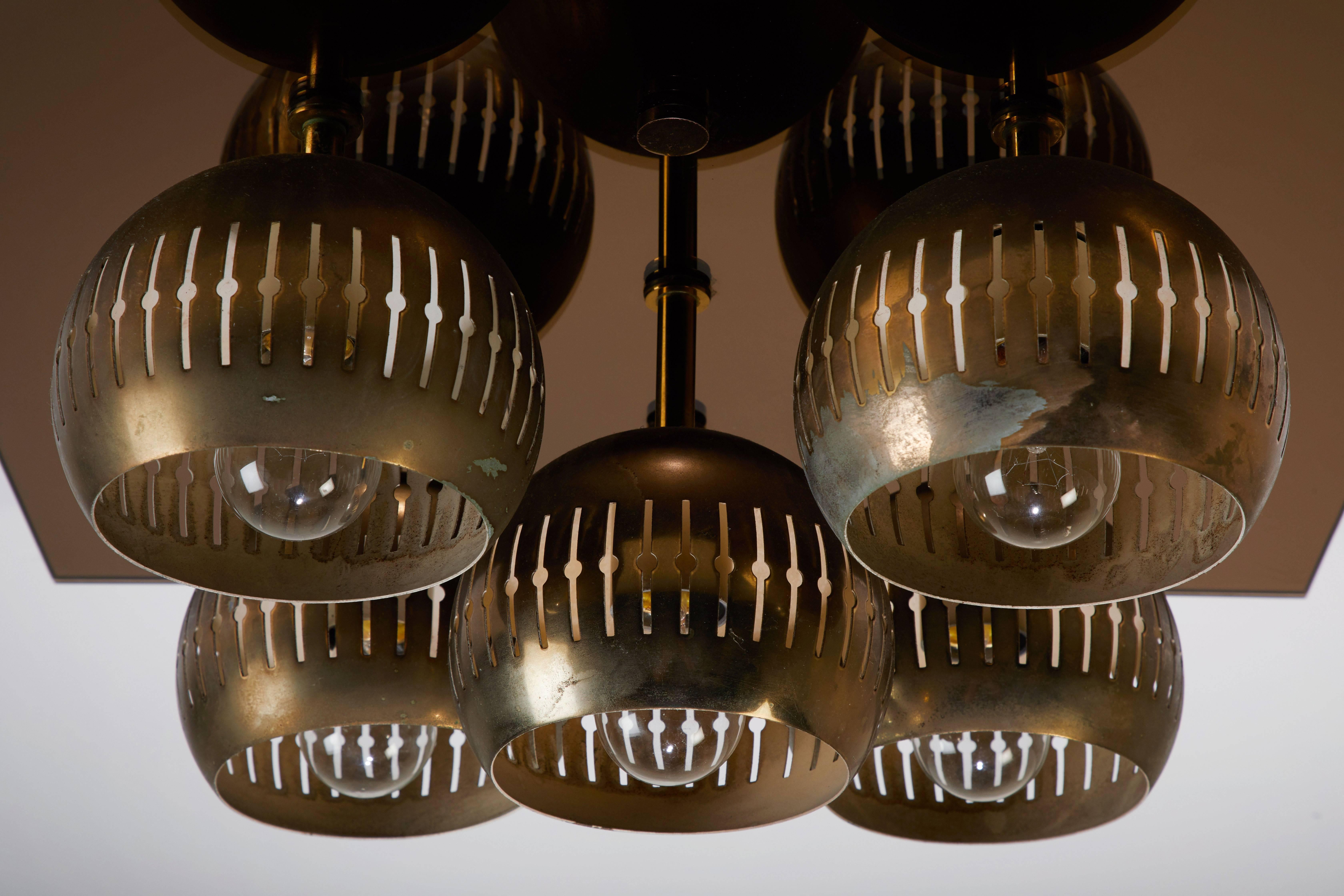 Mid-20th Century Five-Shade Flush Mount Ceiling Light by Angelo Lelli for Arredoluce