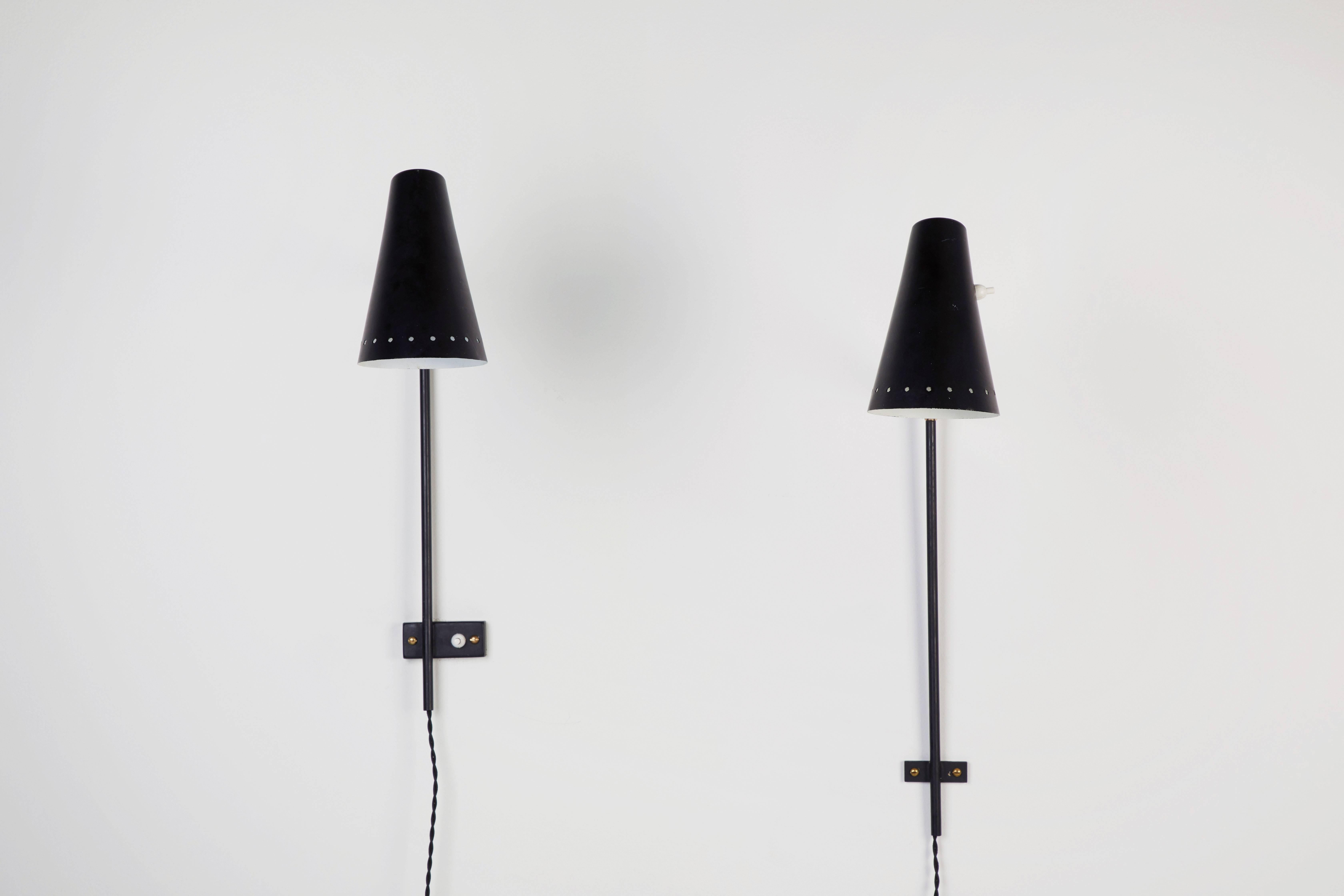 Mid-Century Modern Pair of Articulating Wall Lights by G.C.M.E.