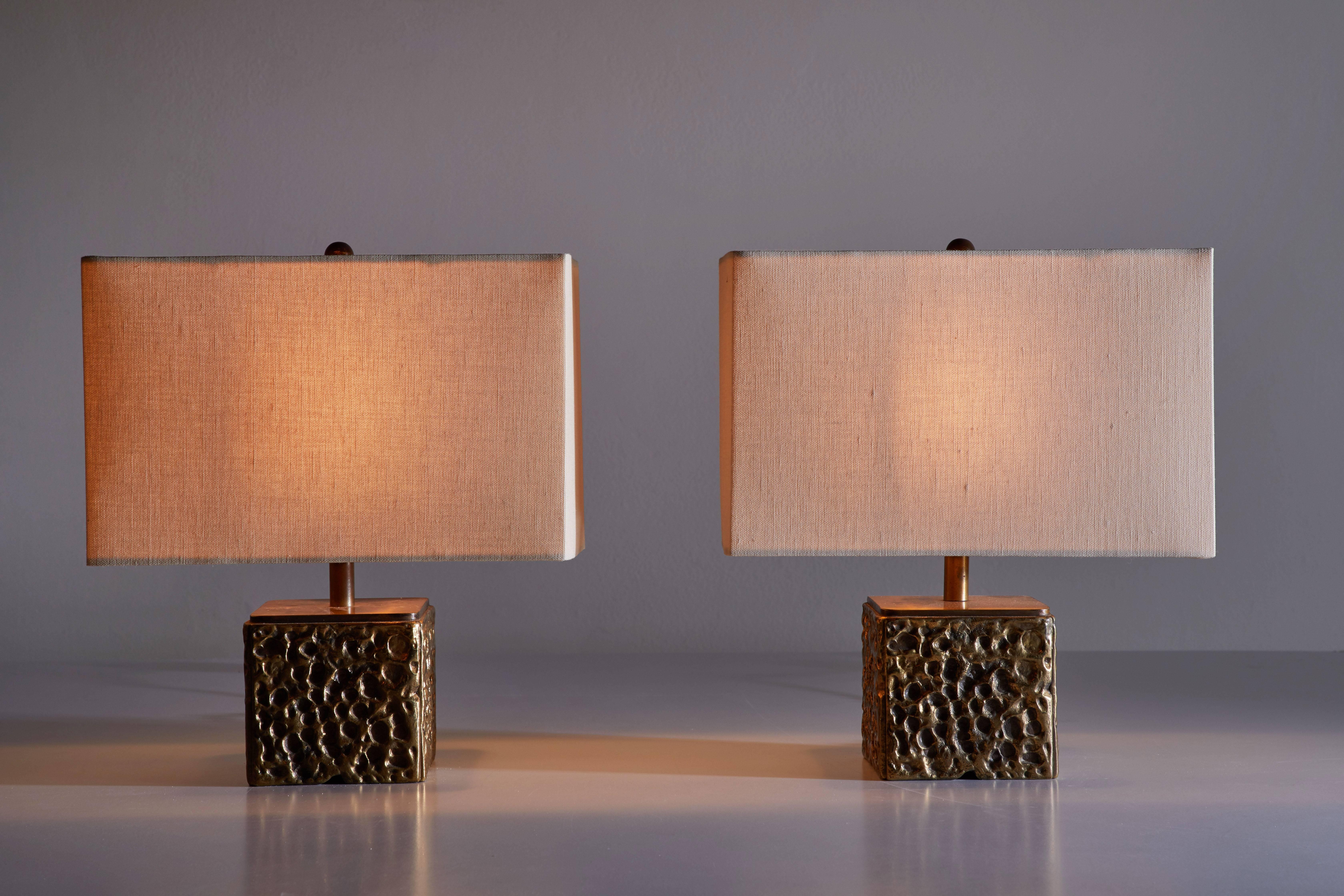 Pair of Brass Table Lamps by Luciani Frigerio In Excellent Condition In Los Angeles, CA