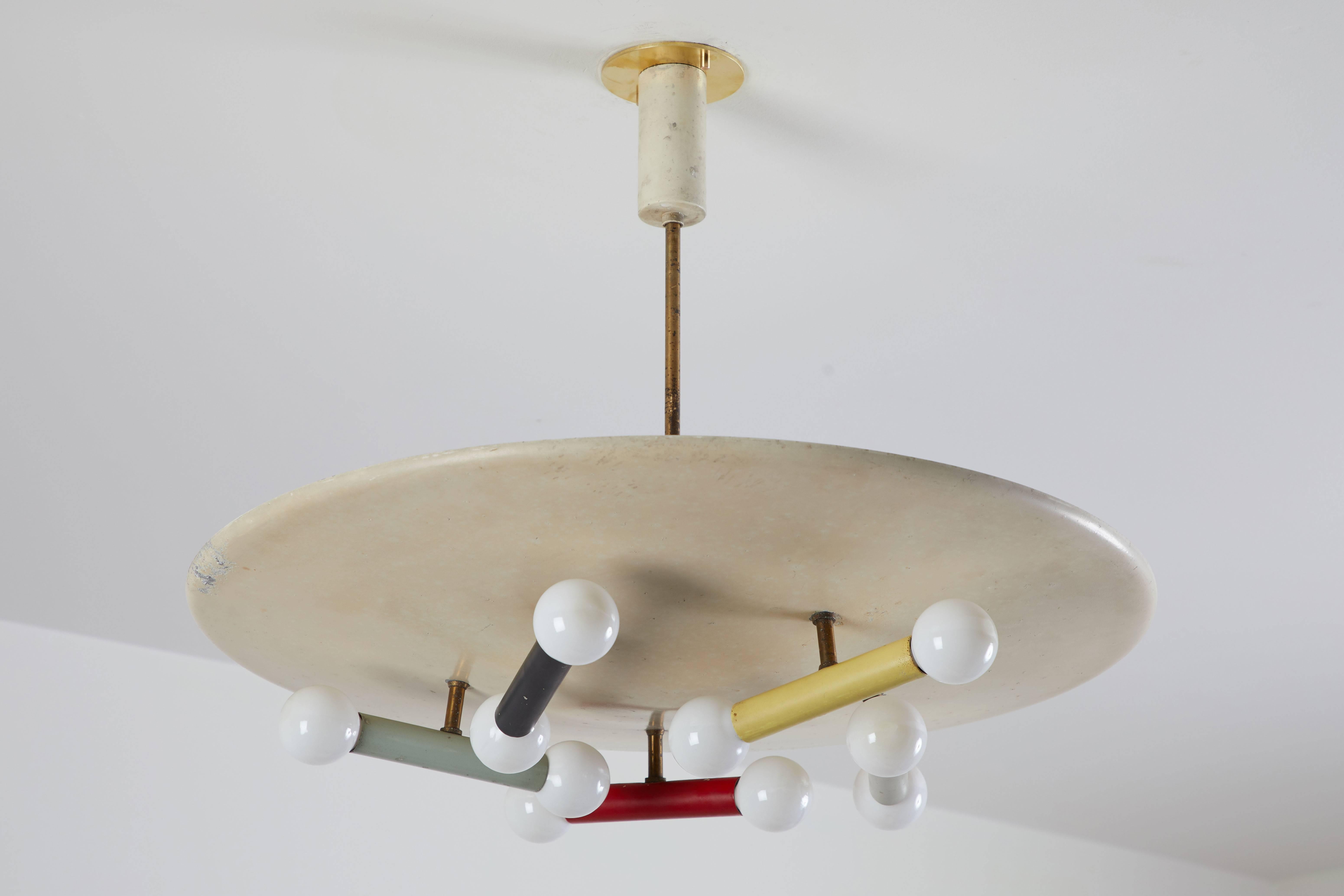 Painted Italian Pendant by Oscar Torlasco for Lumi