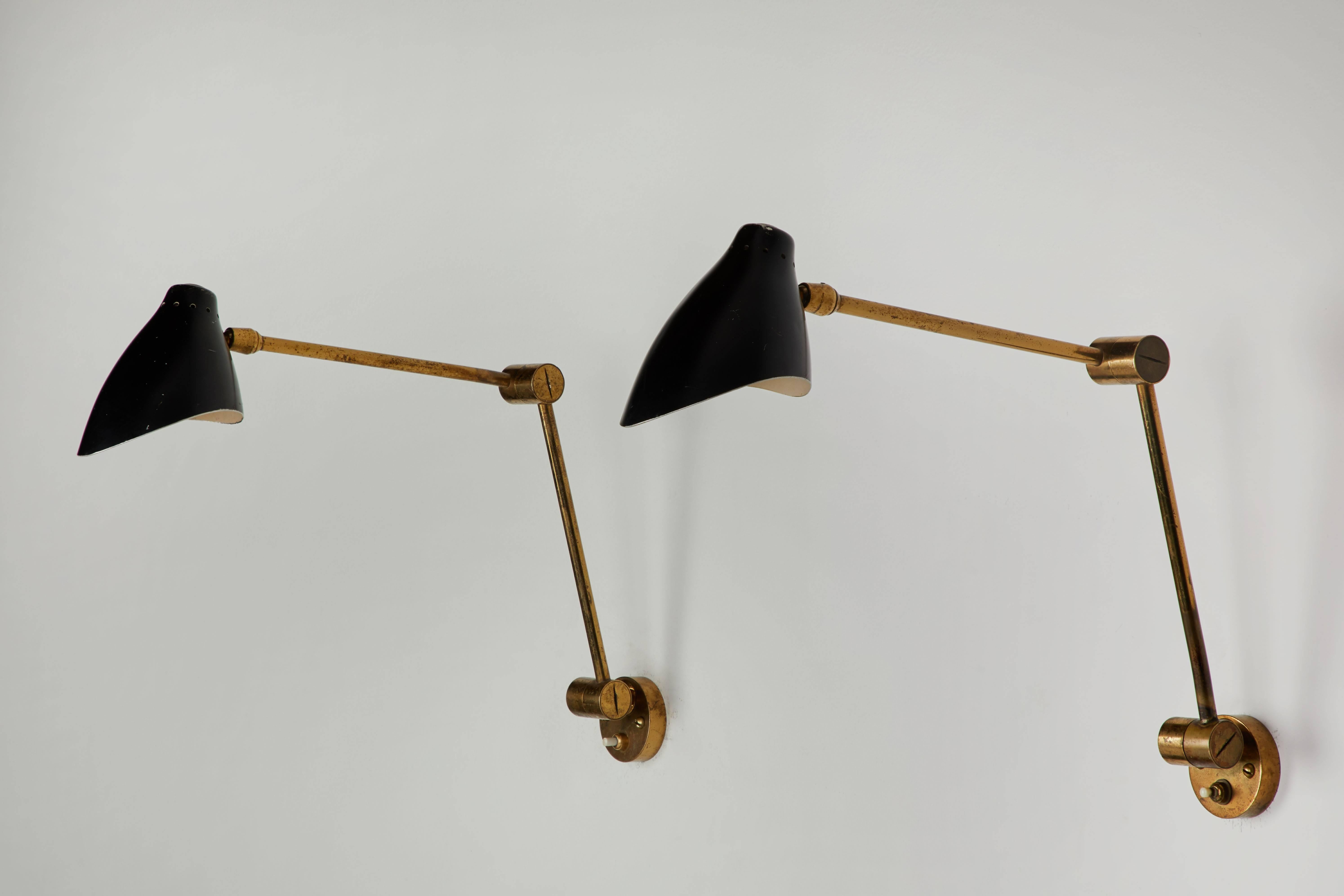 Enameled Pair of Wall Lights by Angelo Lelli for Arredoluce