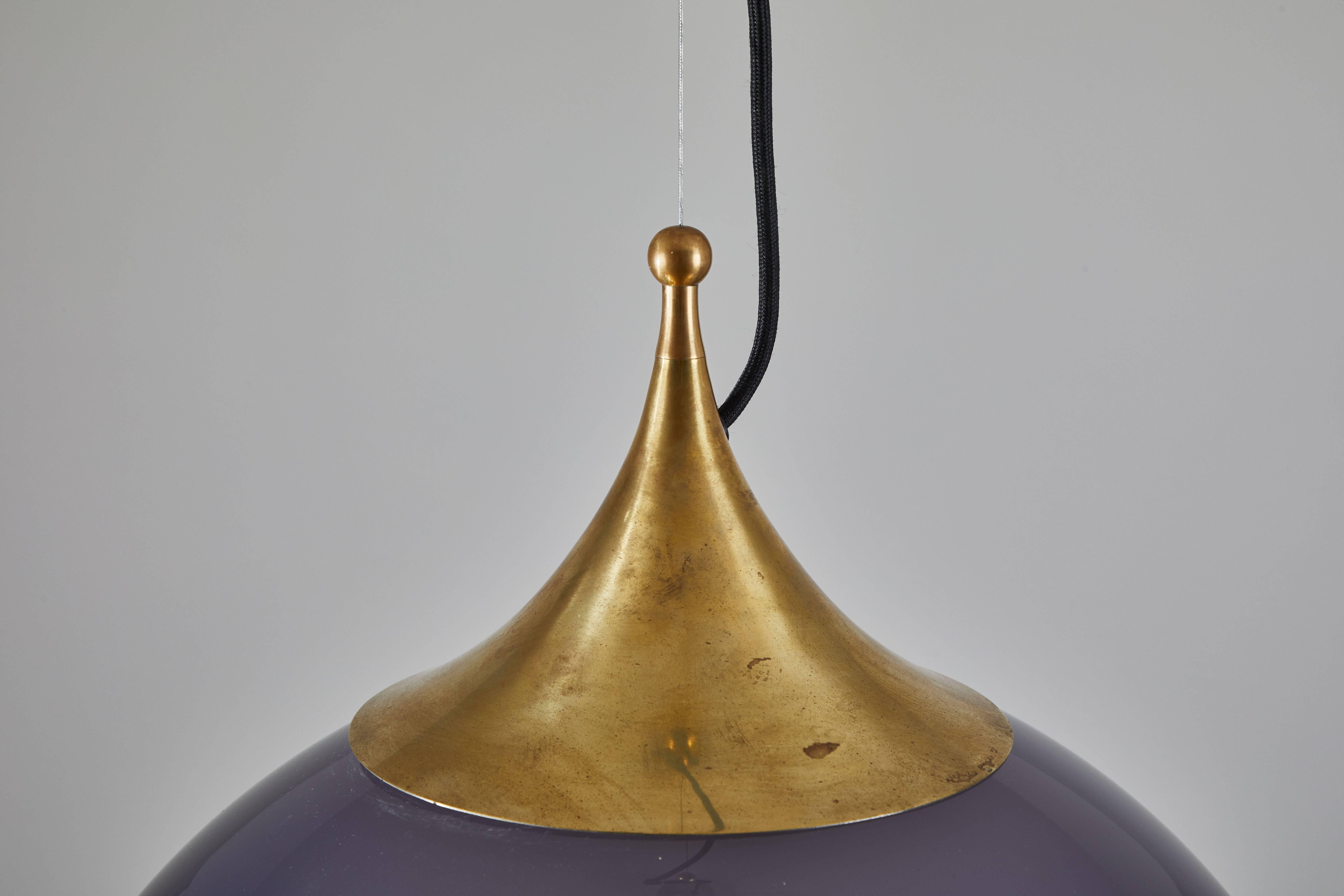 Brass Two Suspension Lights by Stilnovo