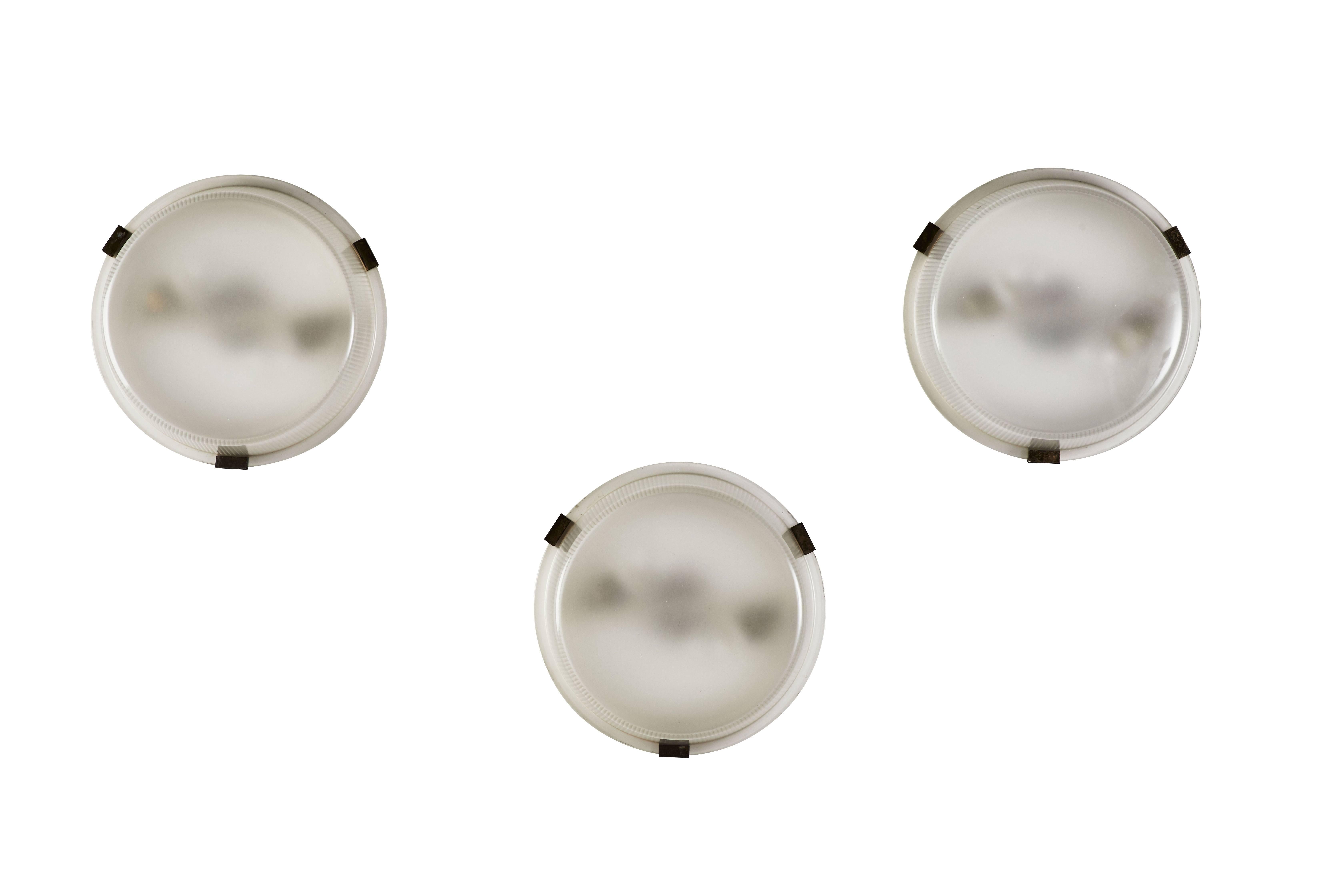 Mid-Century Modern Two Rare Flush Mount Wall/Ceiling Lights by Ignazio Gardella for Azucena
