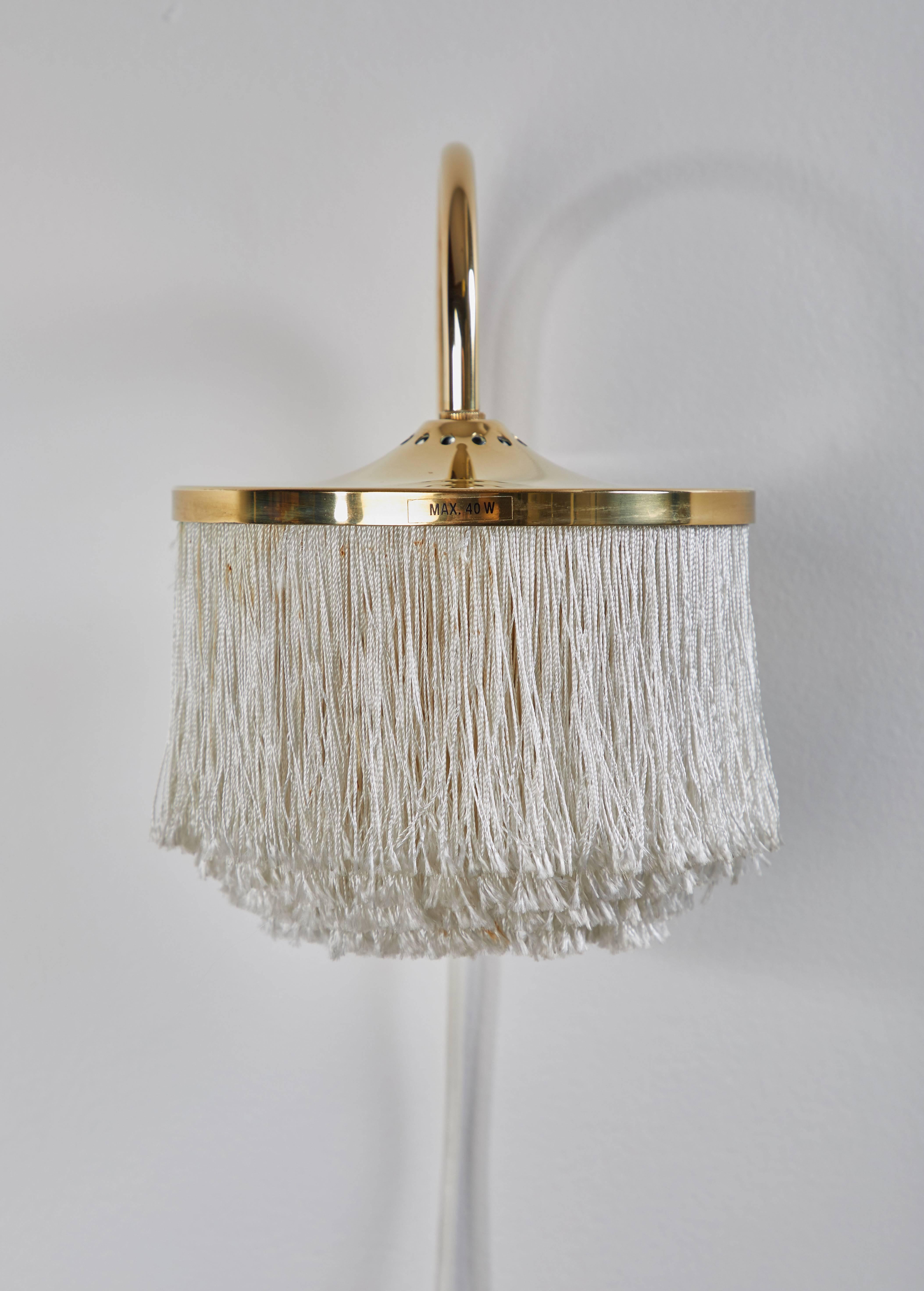 Mid-20th Century Brass and Silk Fringe Wall Light by Hans-Agne Jakobsson, Markaryd