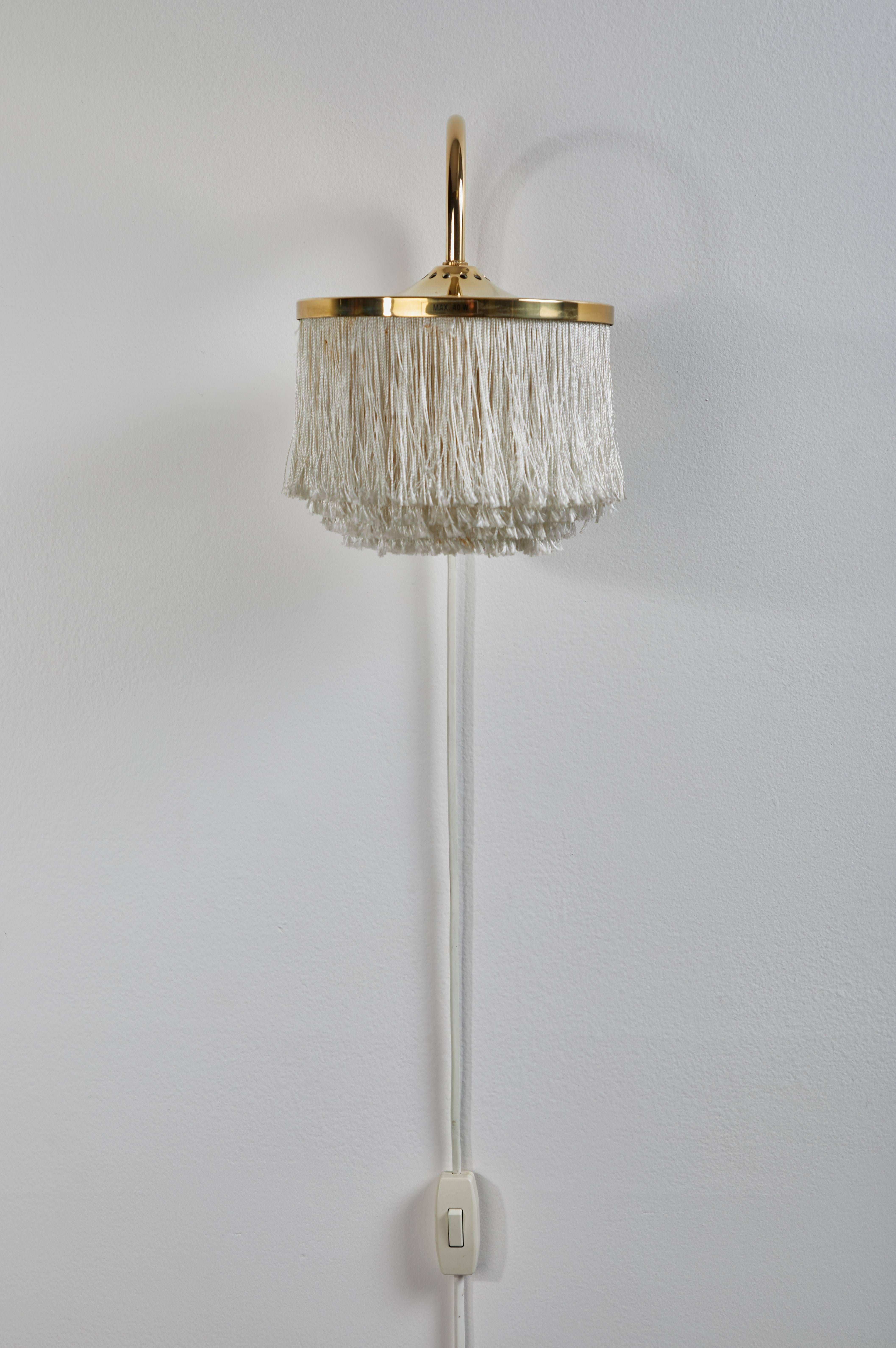 Brass and Silk Fringe Wall Light by Hans-Agne Jakobsson, Markaryd In Good Condition In Los Angeles, CA