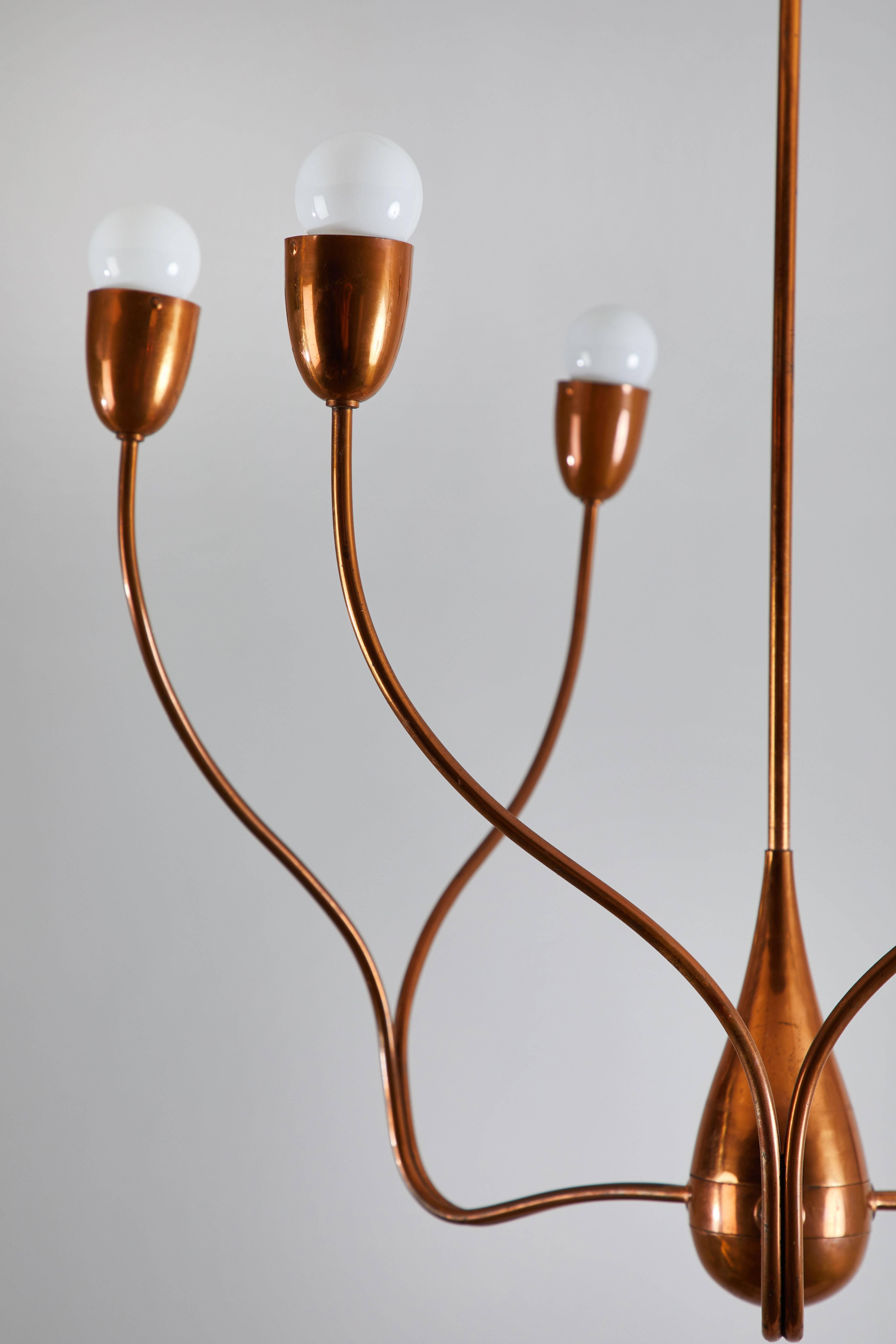 Copper Chandelier Attributed to Franco Buzzi 1