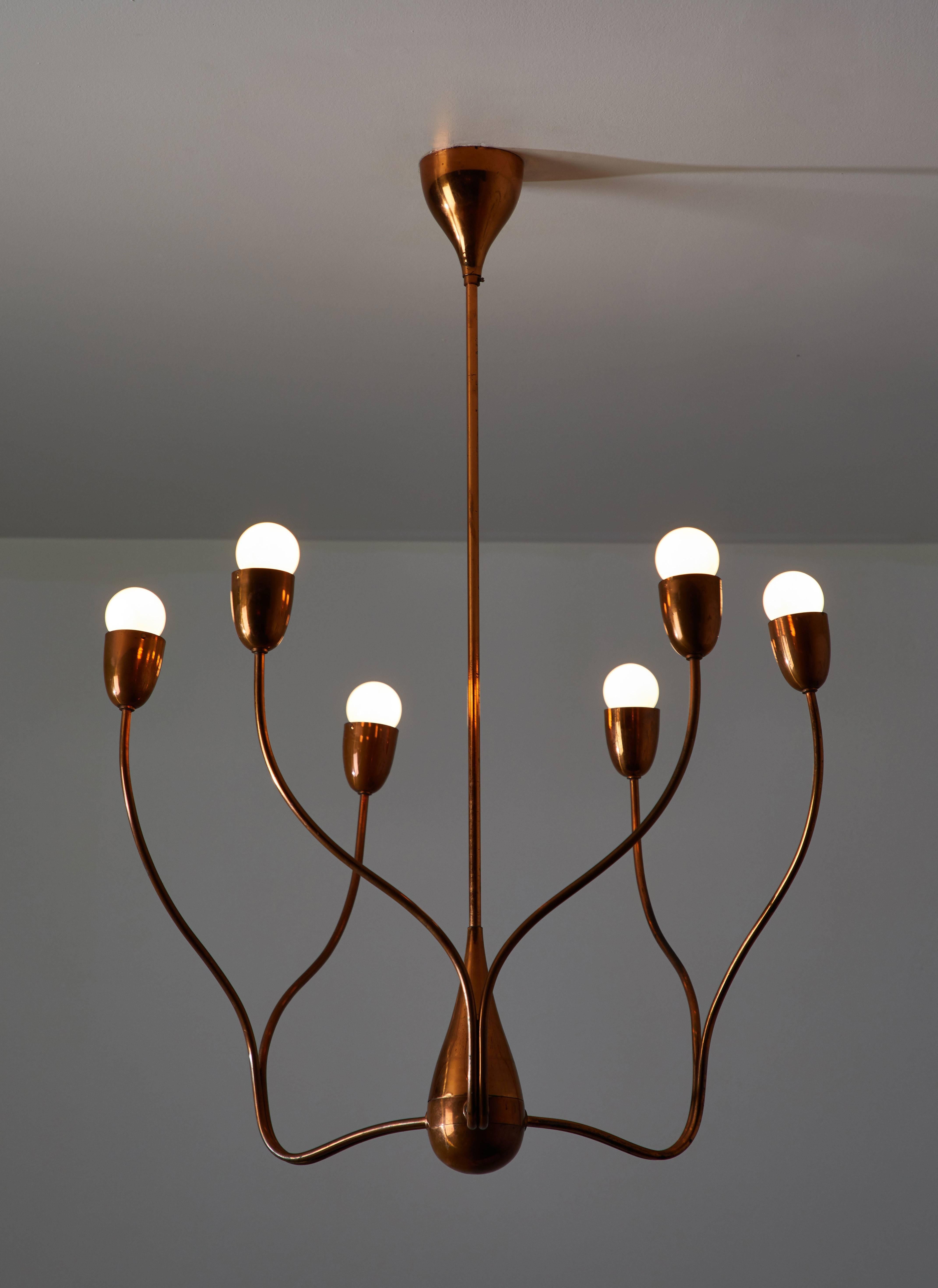 Mid-Century Modern Copper Chandelier Attributed to Franco Buzzi