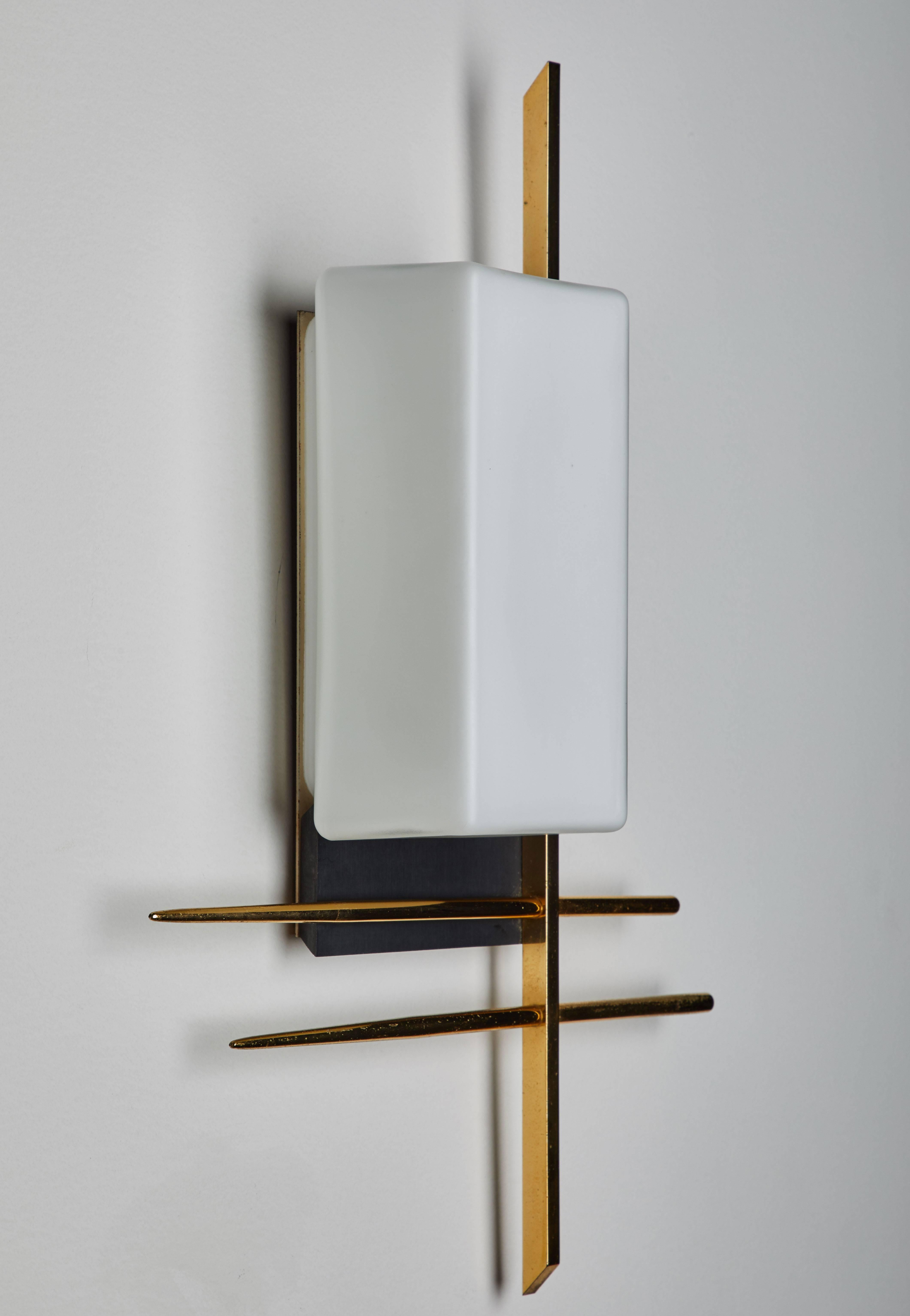 Brass Pair of Sconces by Arlus