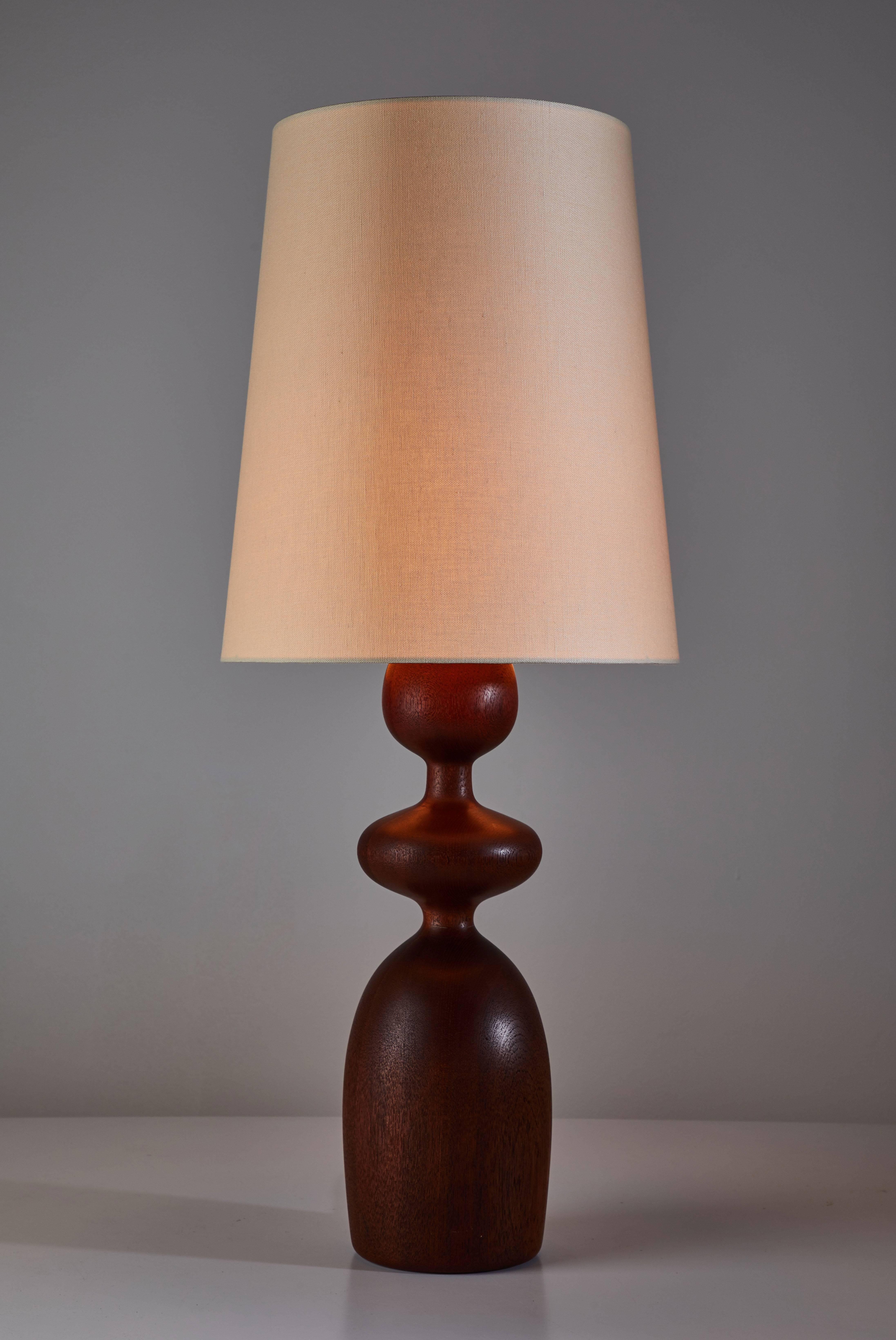 Mid-Century Modern Sculpted Teak Danish Table Lamp