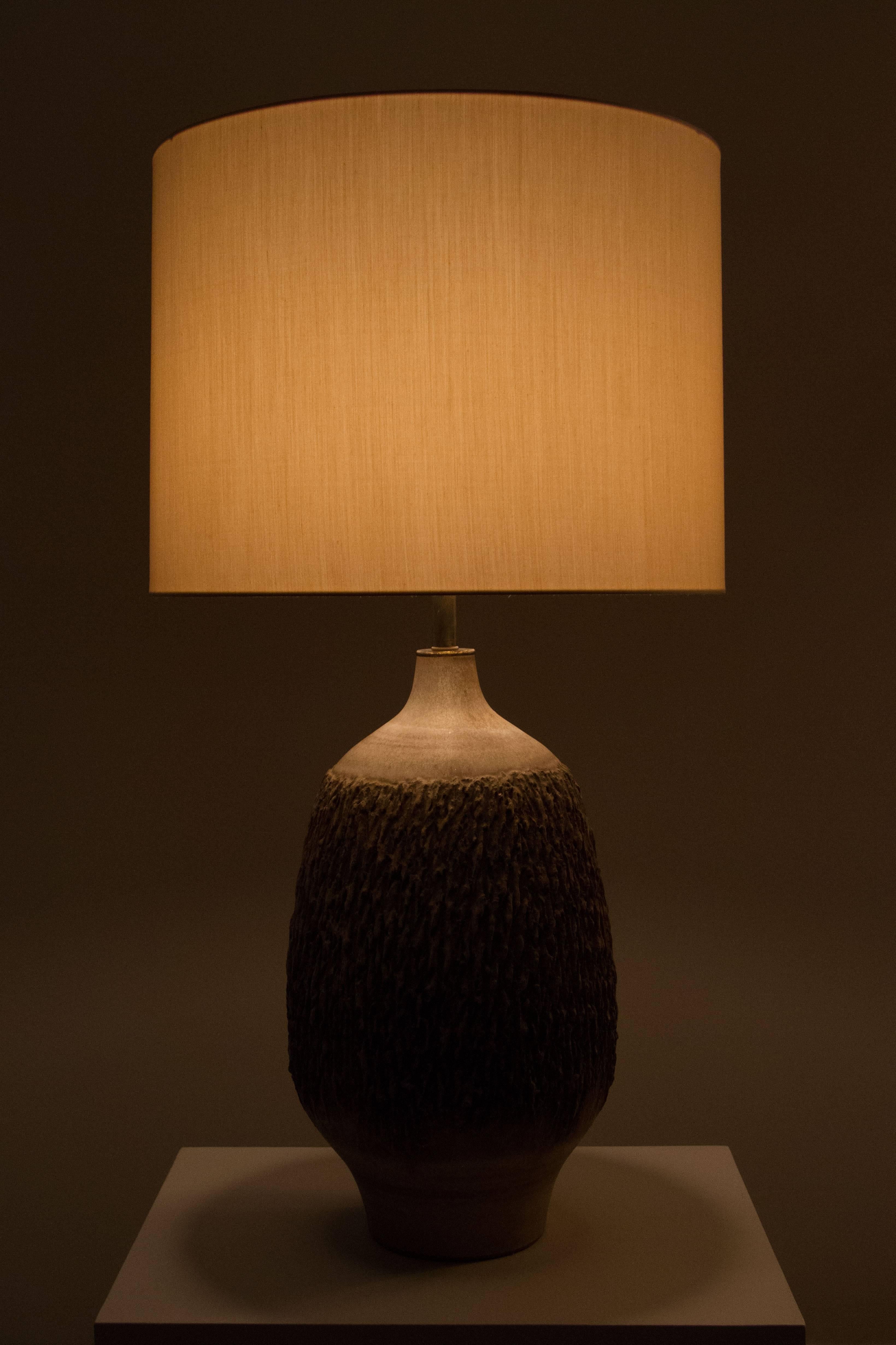 Ceramic studio table lamp, retains original stamp.