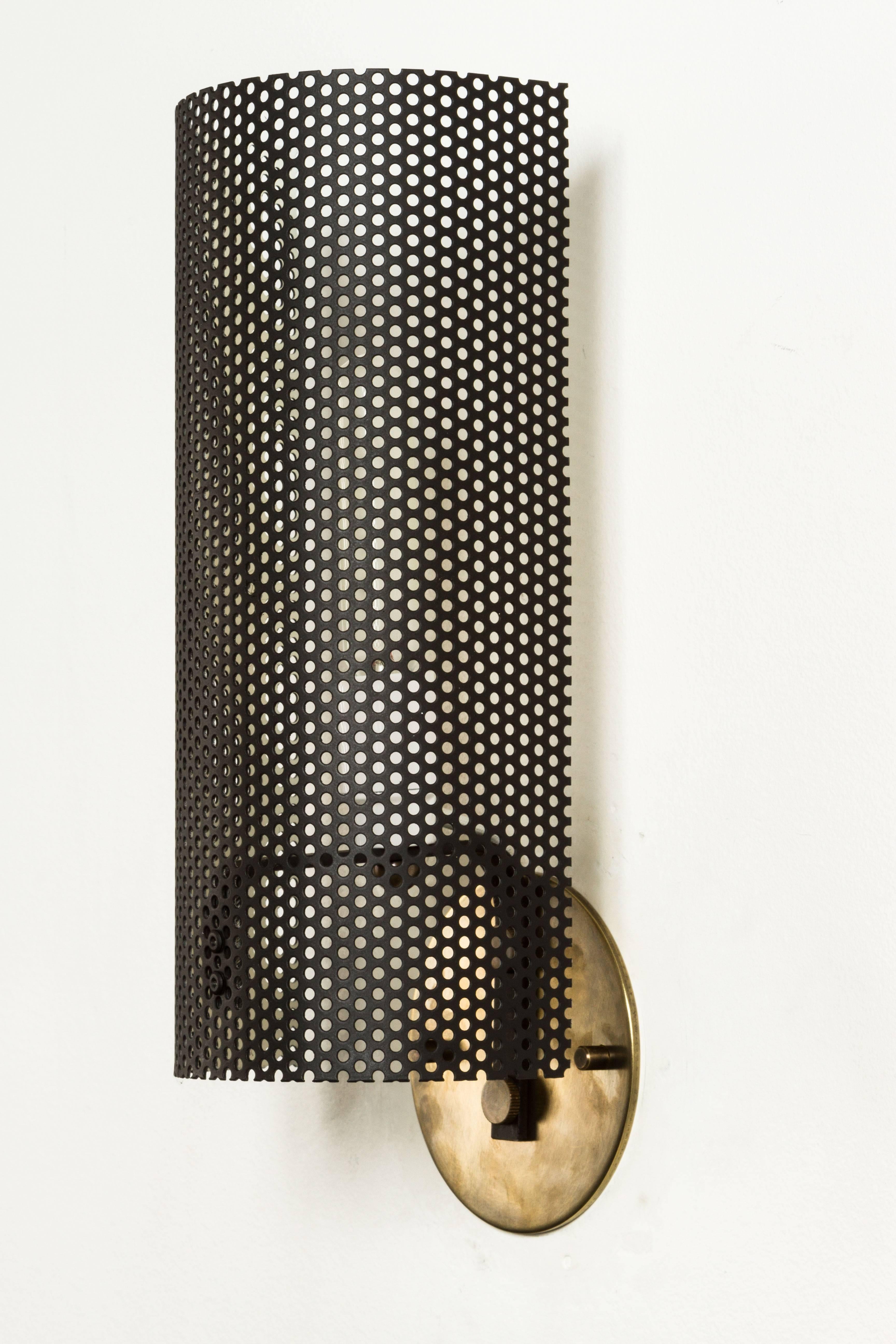 Brass Pair of French Perforated Sconces