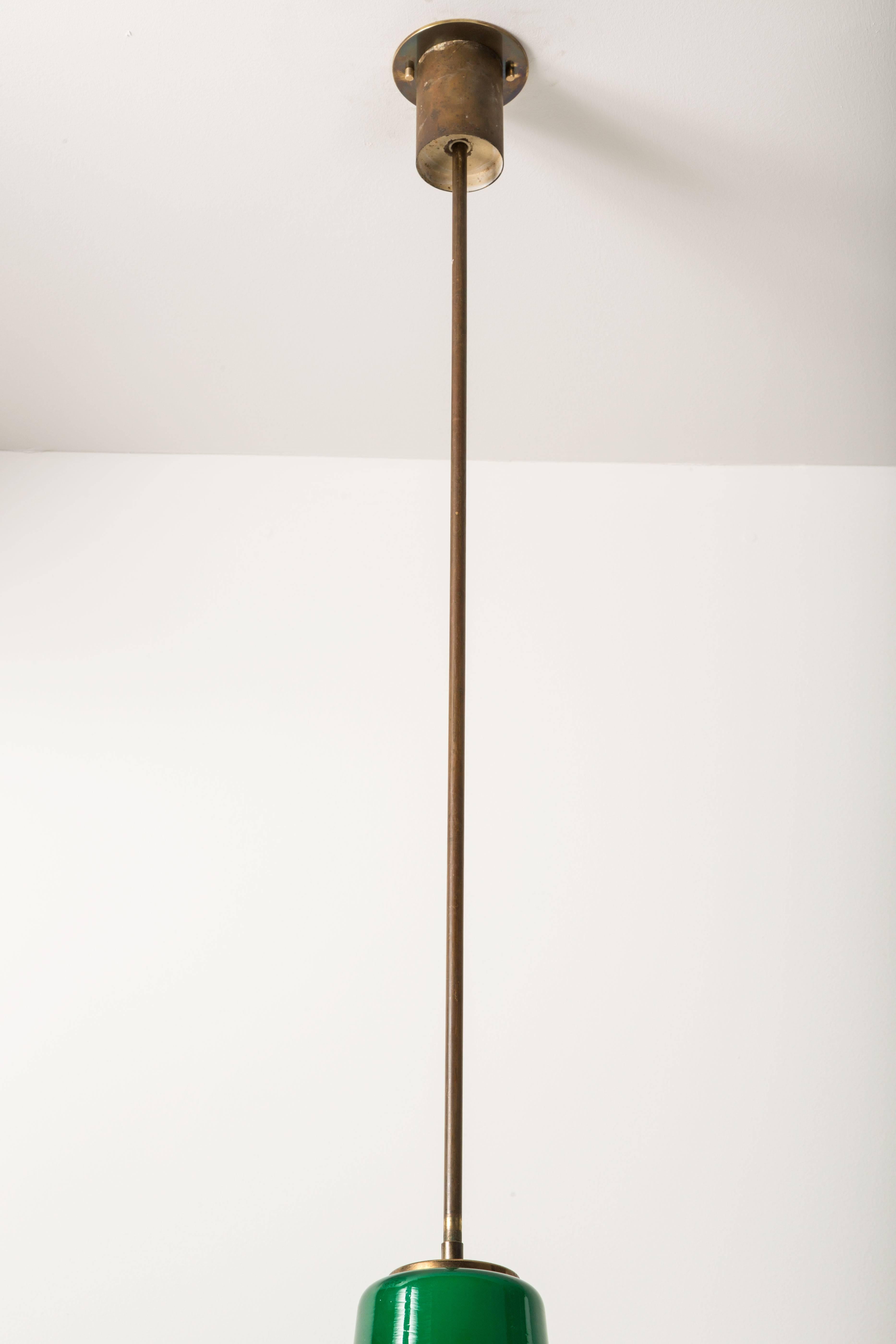 Brass Large Glass Pendant by Ignazio Gardella