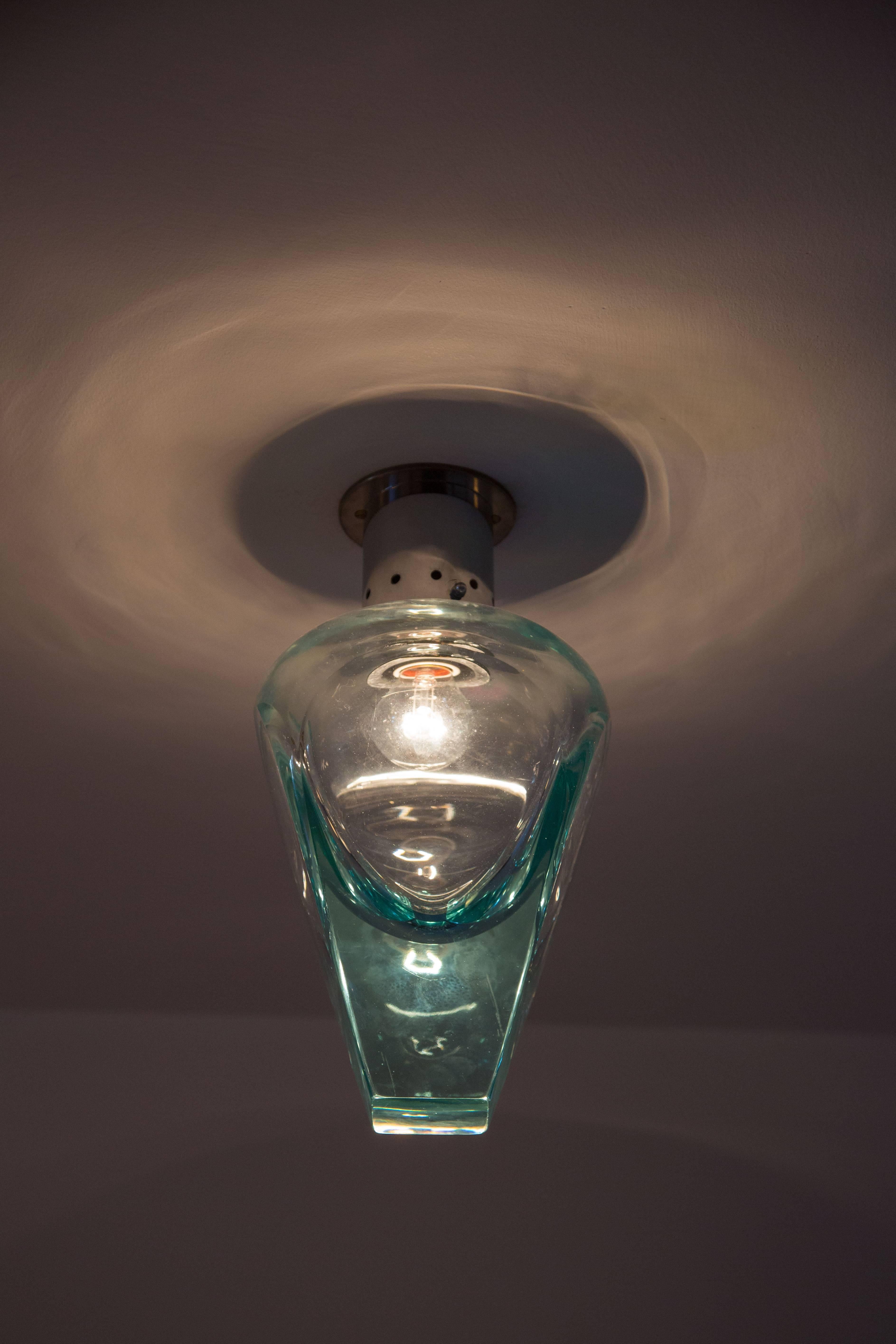Large glass flush mount ceiling light
